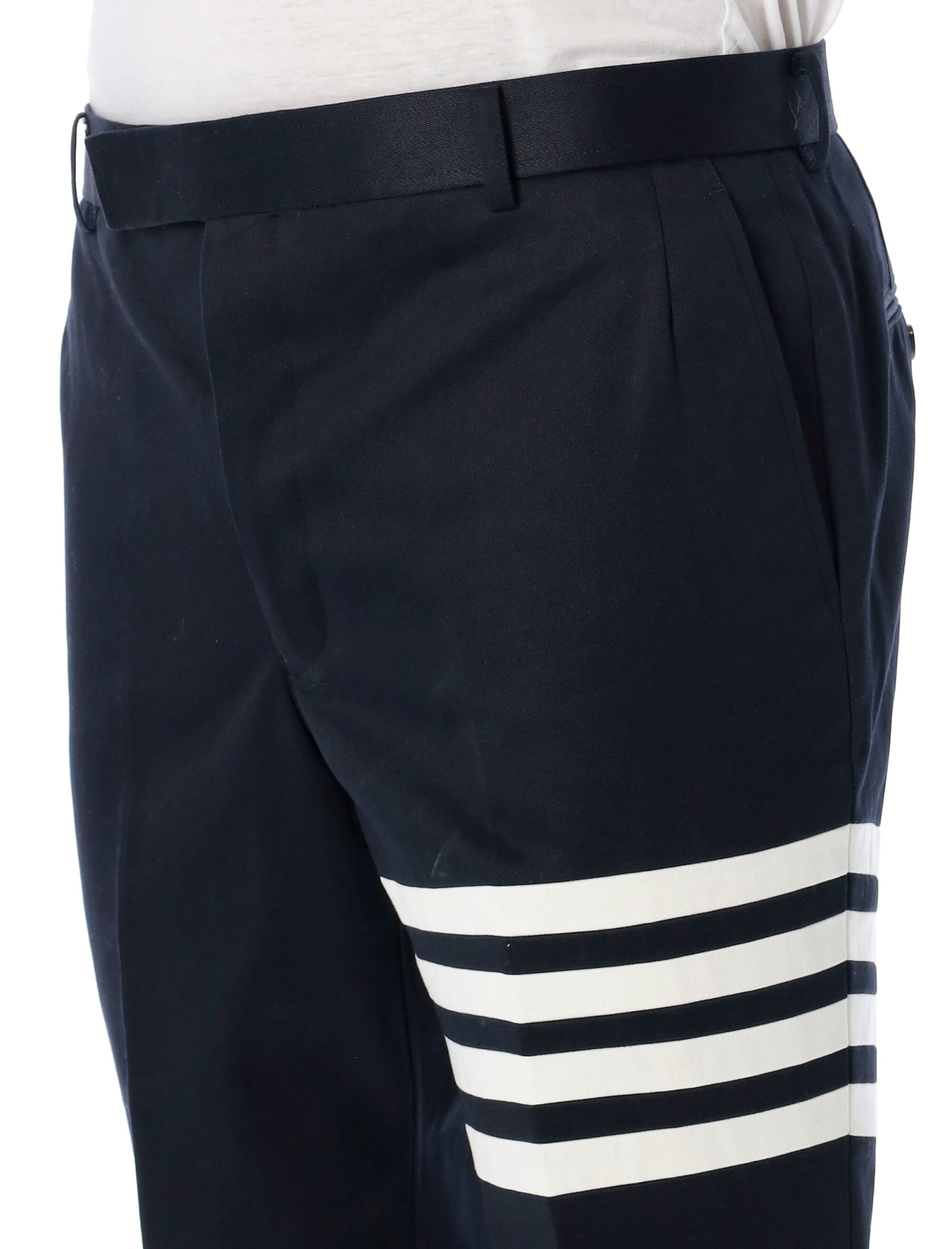 Shop Thom Browne Unconstructed Chino Trousers In Navy