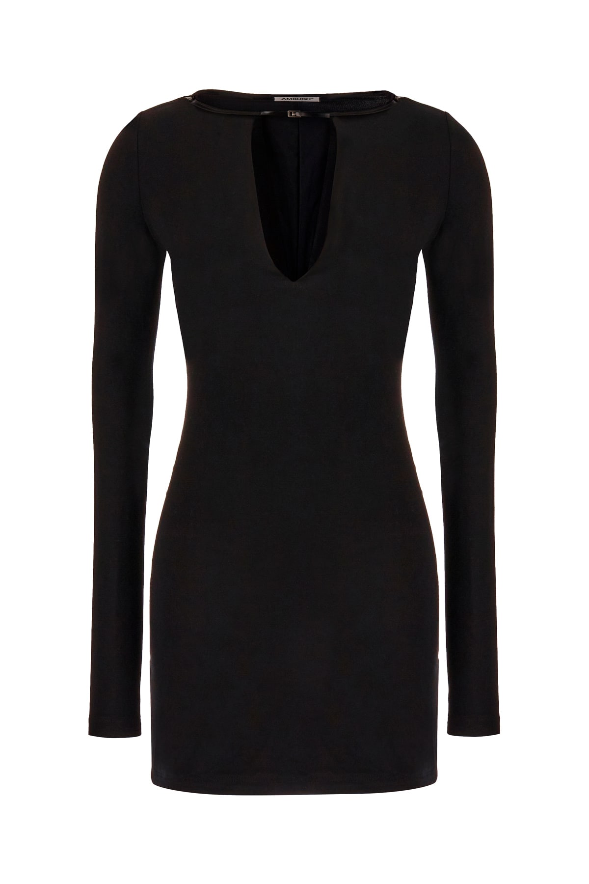 Shop Ambush Black Stretch Viscose Mini Dress In 1000