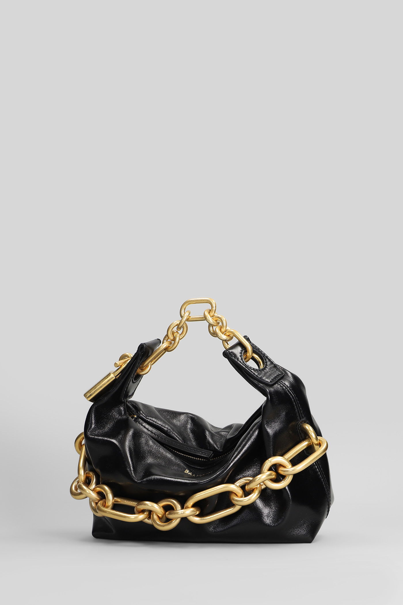 Balmain Sync Mini Shoulder Bag In Black Leather In Black