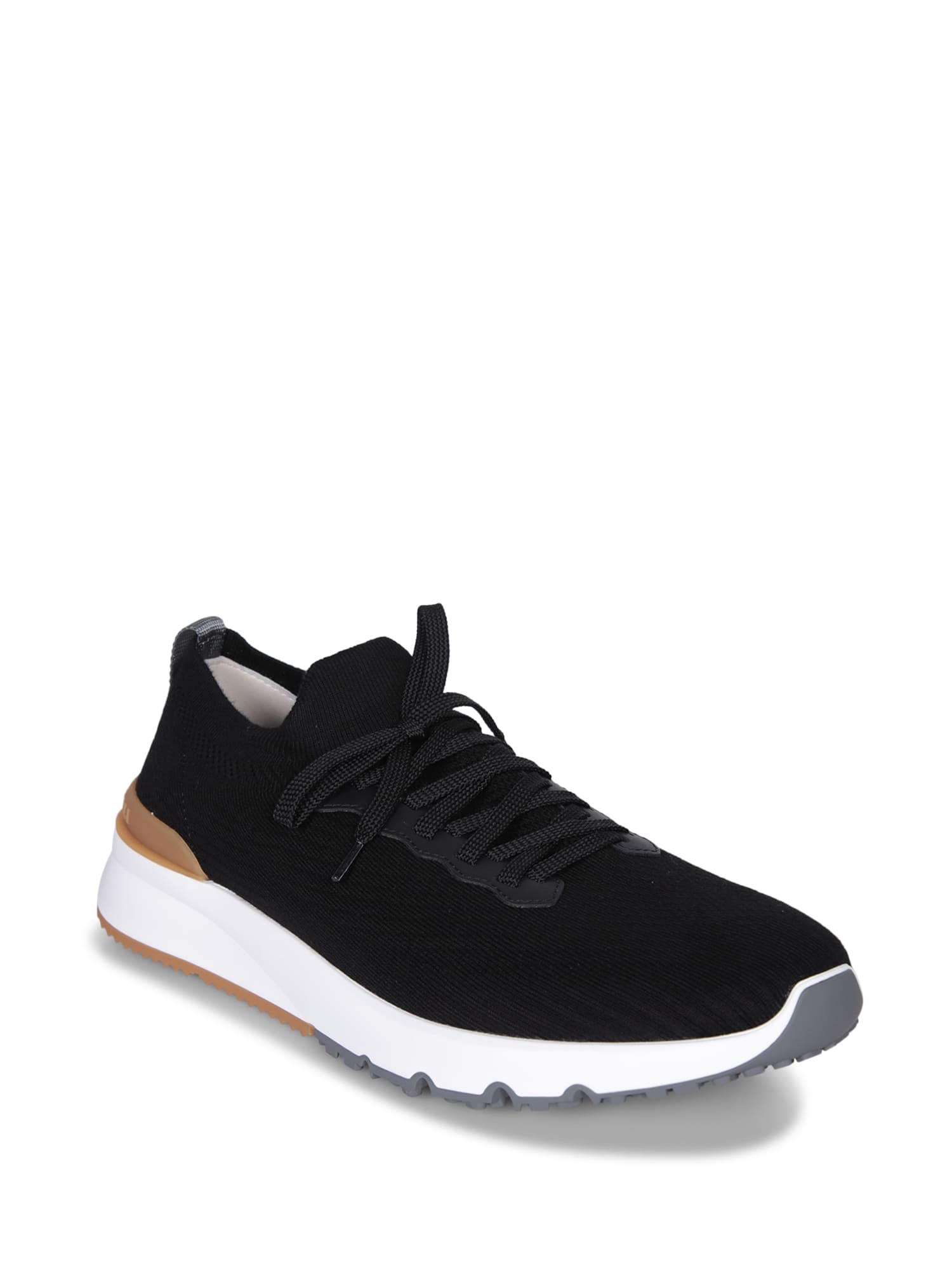 Brunello Cucinelli Gros Grain Logo Blue Sneakers In Black