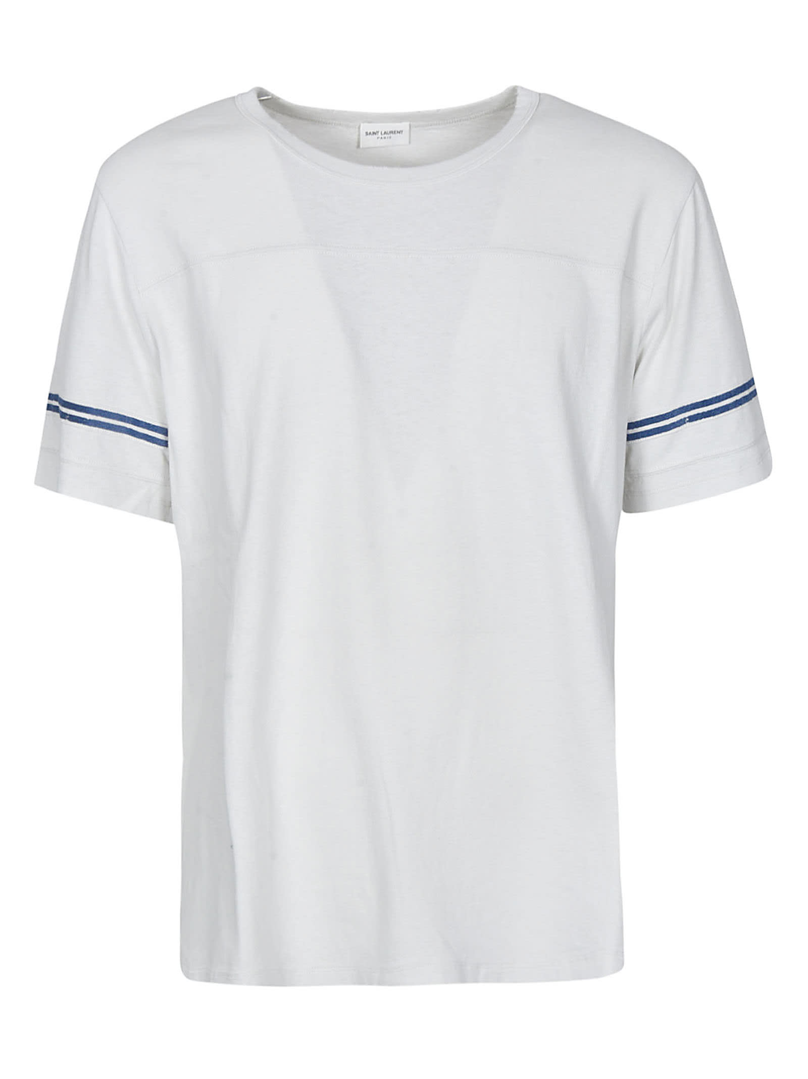 Saint Laurent Stripe Sleeve Back Logo T-Shirt