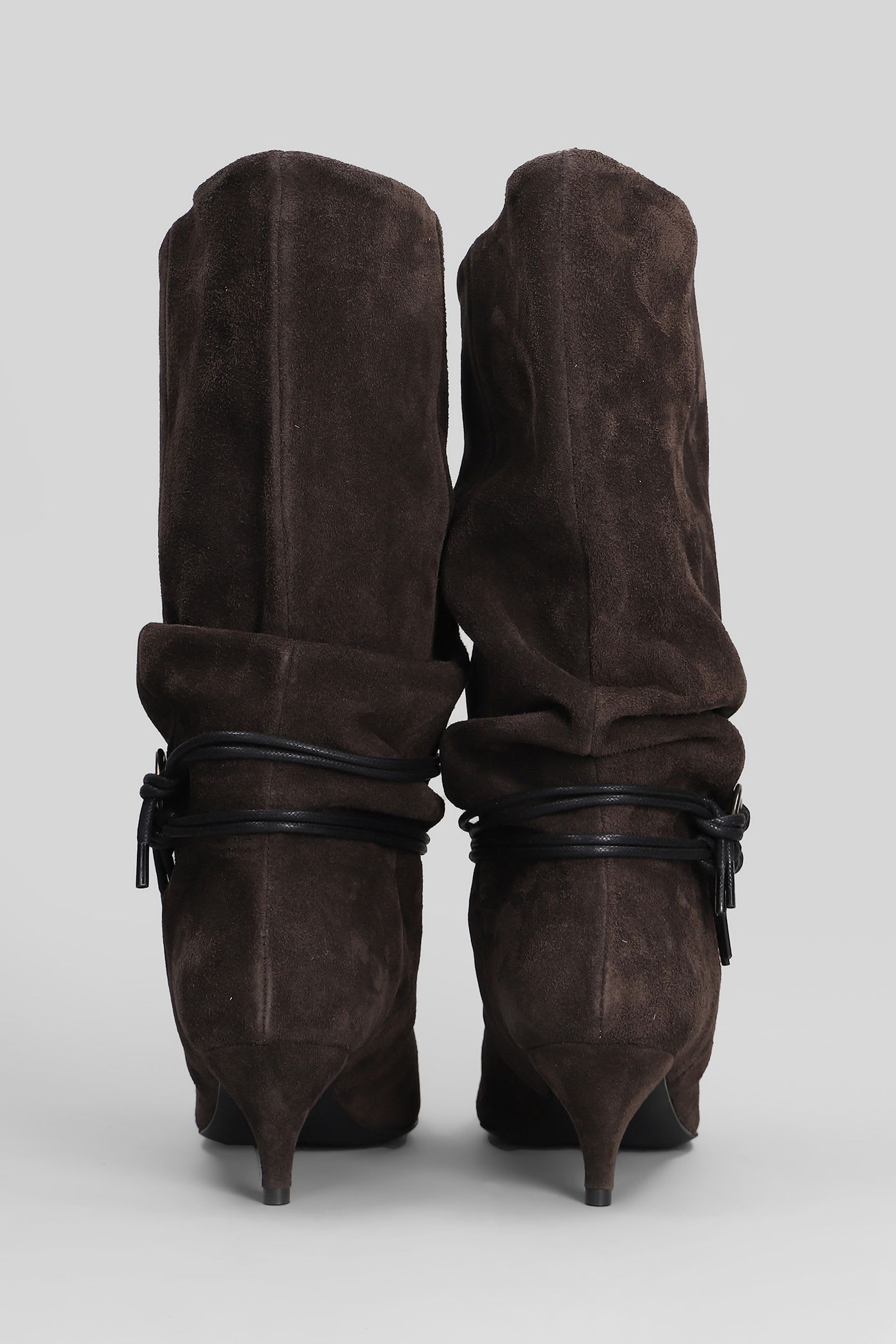 Alchimia High Heels Ankle Boots In Brown Suede In Brown