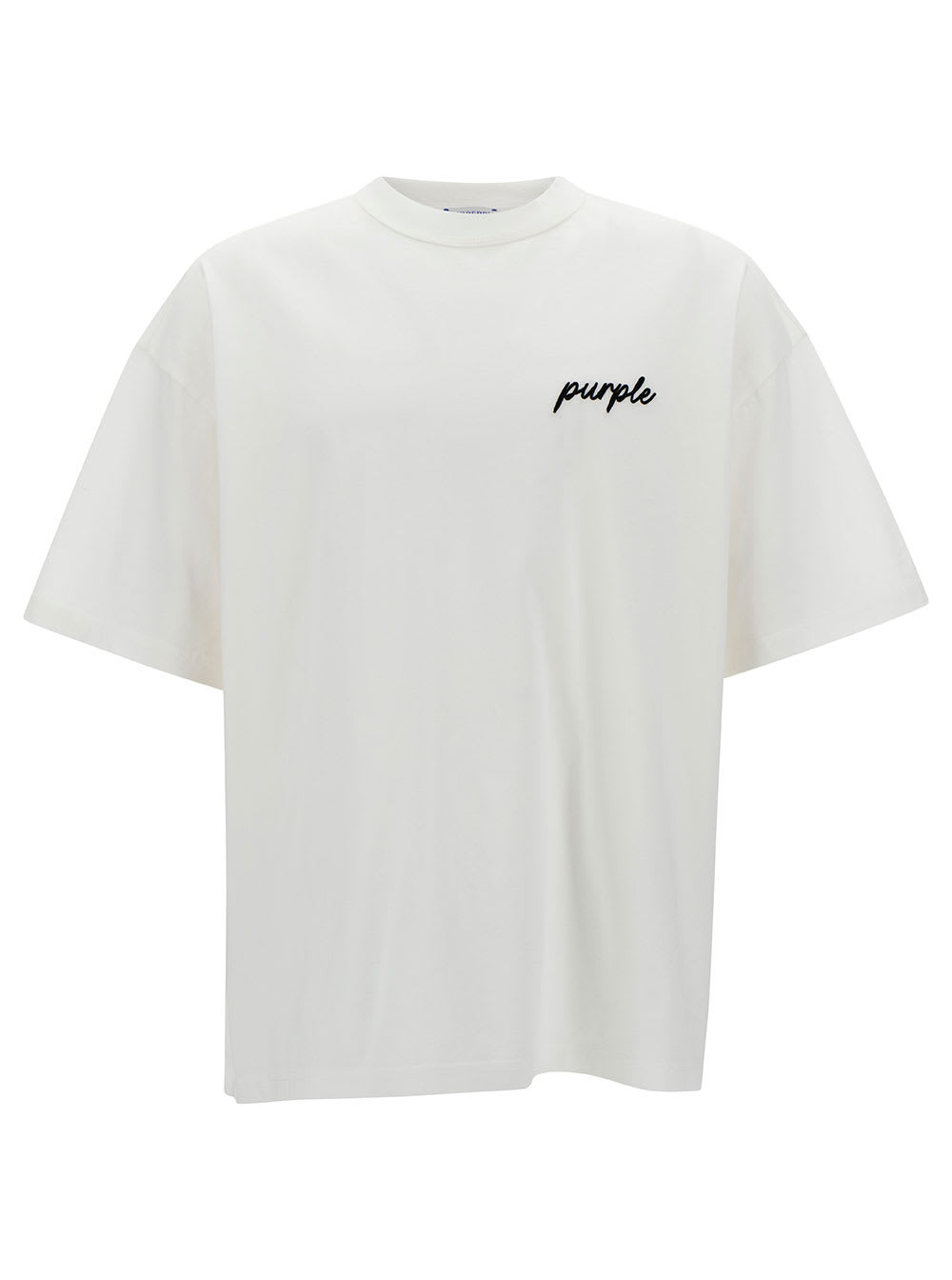 White Oversized T-shirt With Logo Lettering Print In Cotton Man