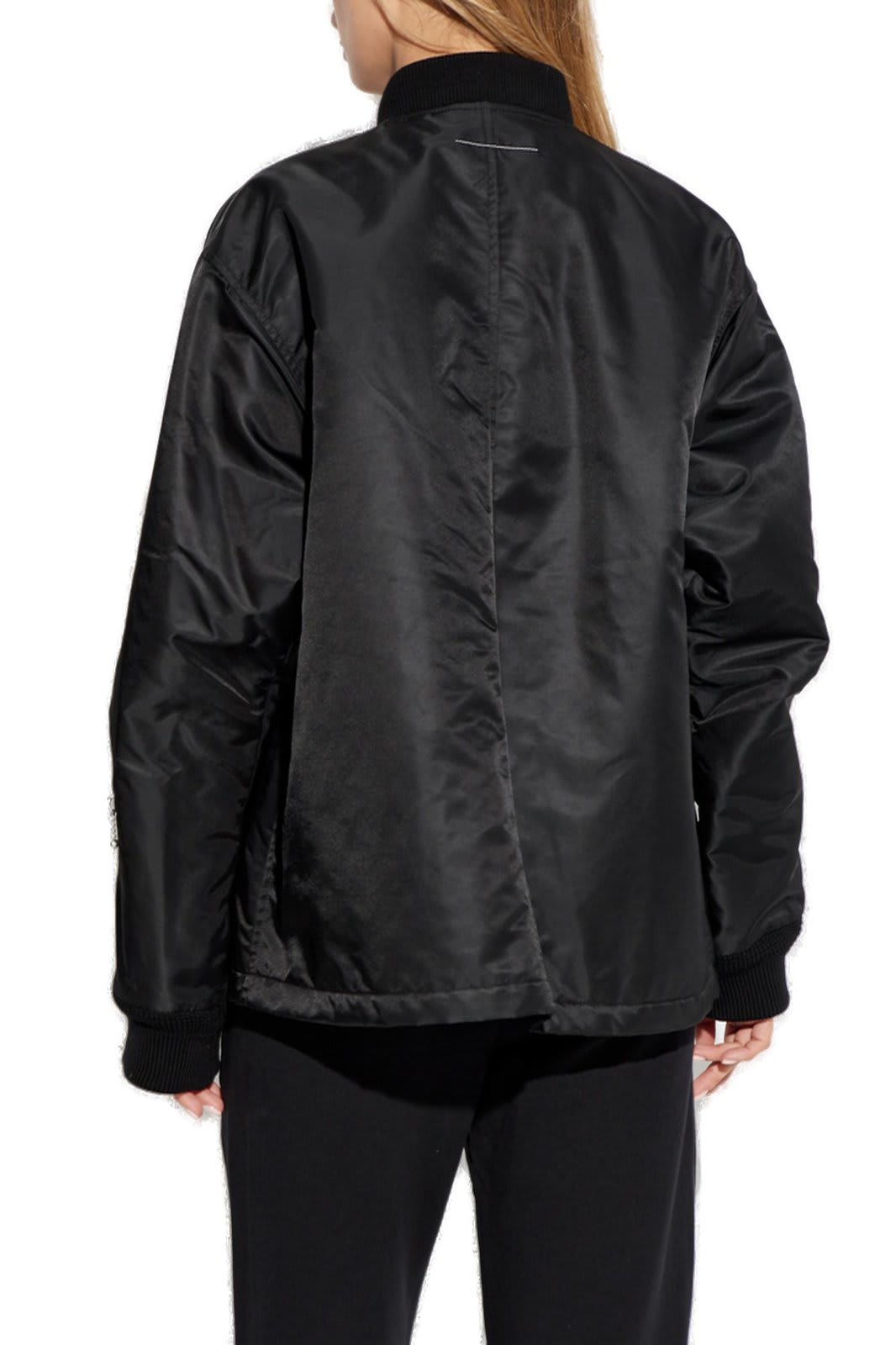 Shop Mm6 Maison Margiela Loose Fit Bomber Jacket In Black