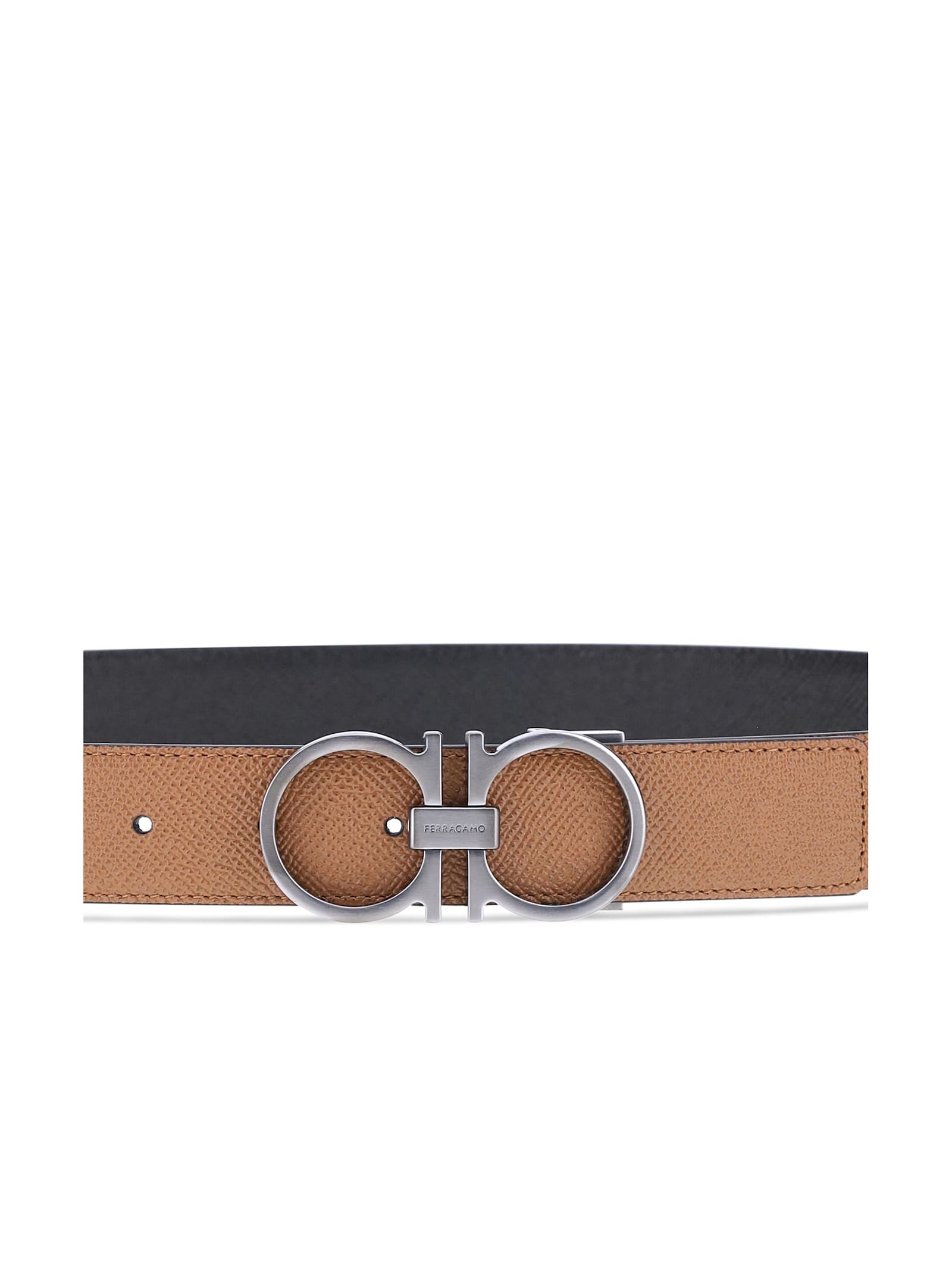 Ferragamo Gancini Reversible Belt In Brown