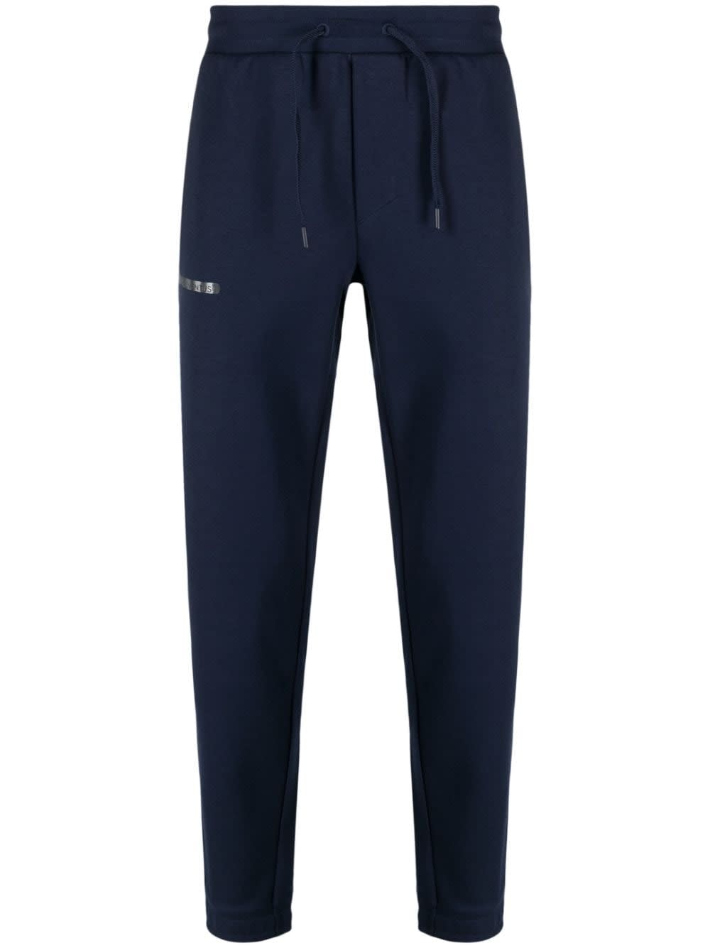 Ea7 Logo Cotton Blend Sweatpants In Blue