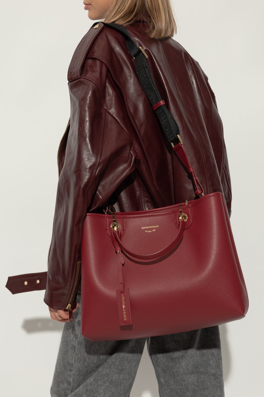 Shop Emporio Armani Bag Type Shopper In Burgundy