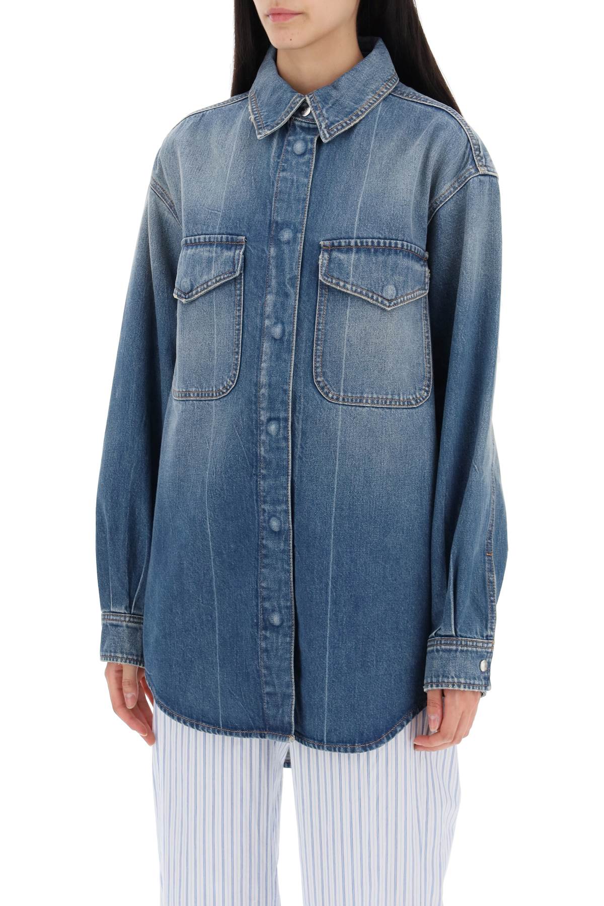 Shop Closed Denim Overshirt Made Of Recycled Cotton Blend In Mid Blue (blue)