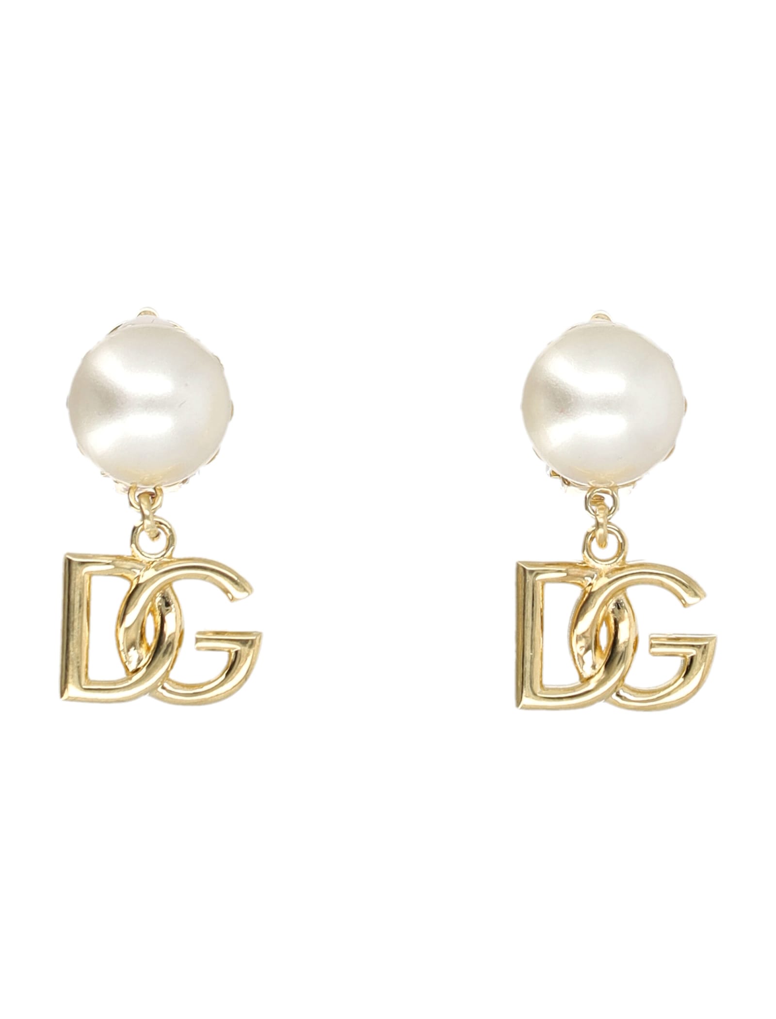 Dolce & Gabbana Earrings With Dg Logo And Pearl