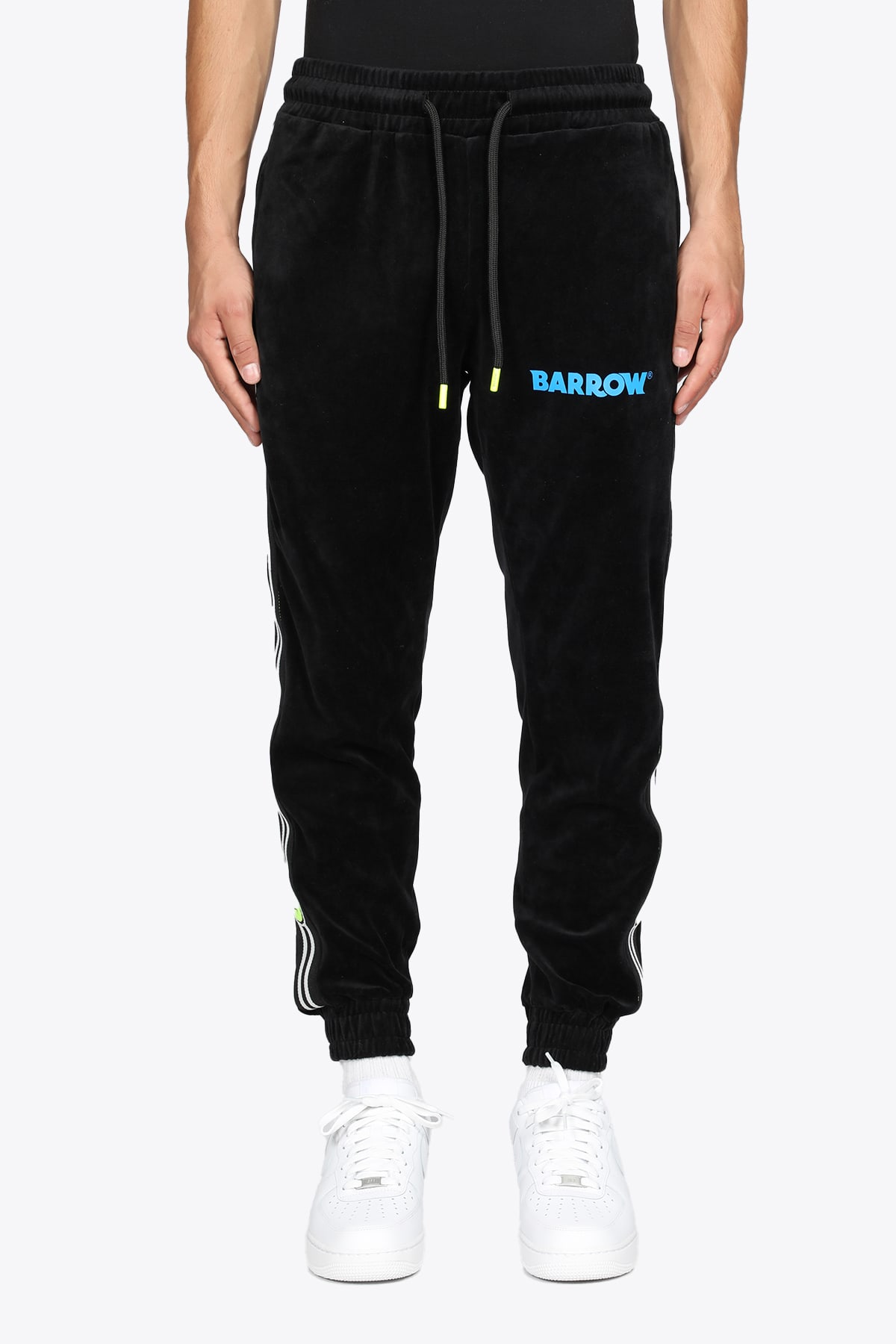 Barrow Terry Cloth Pants Black velour trackpant with smile patch