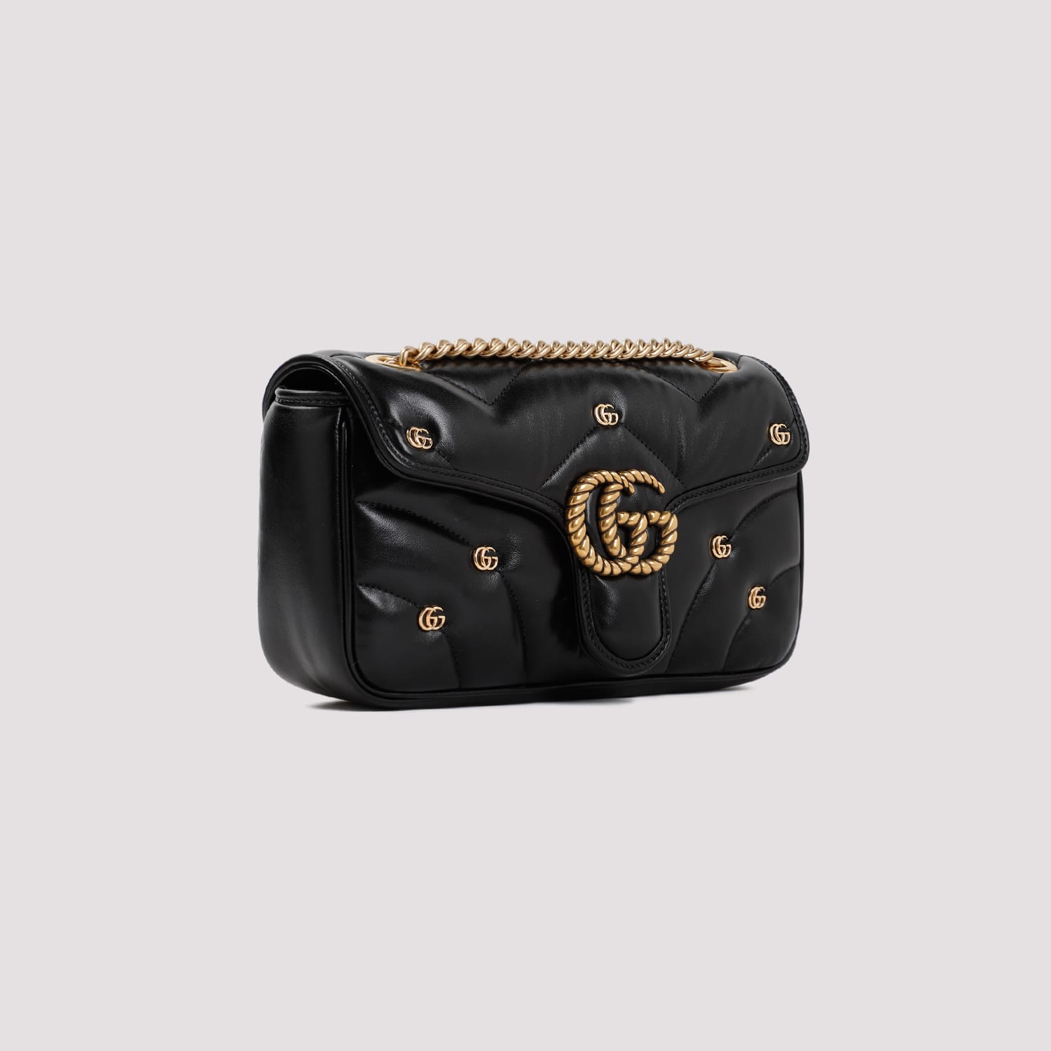 Shop Gucci Gg Marmont Small Shoulder Bag In Black