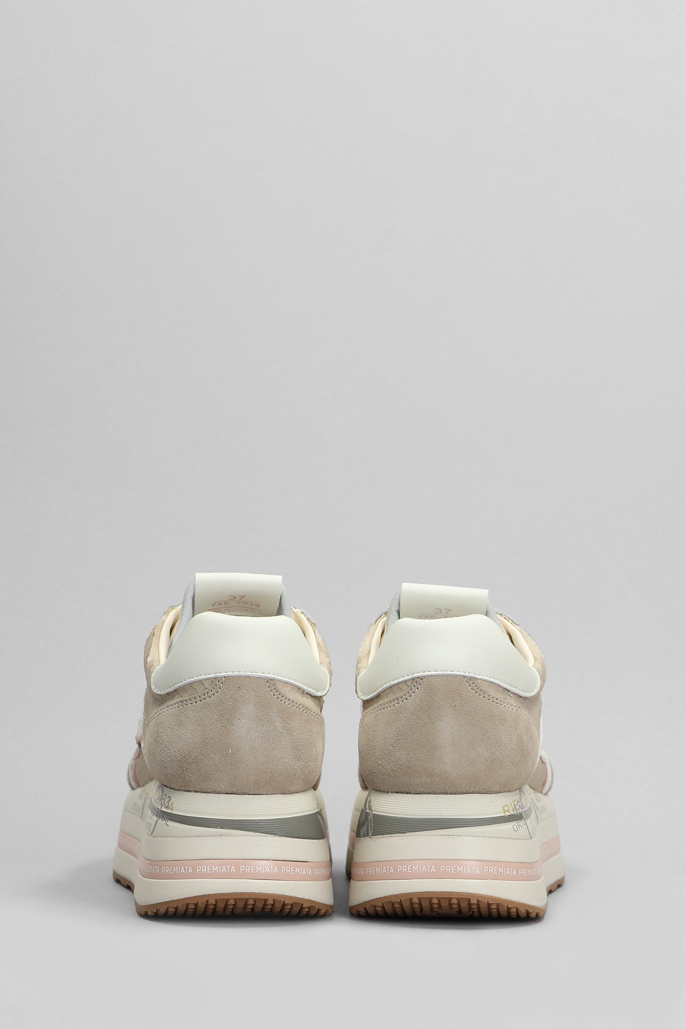 Shop Premiata Beth Sneakers In Taupe Suede And Leather