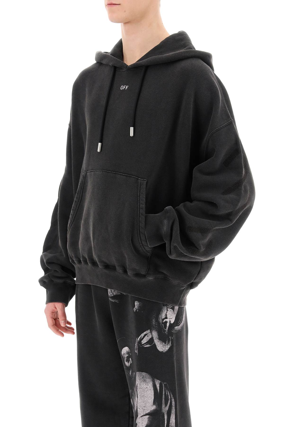 Off-white St. Matthew Over Cotton Hoodie Sweatshirt In Black