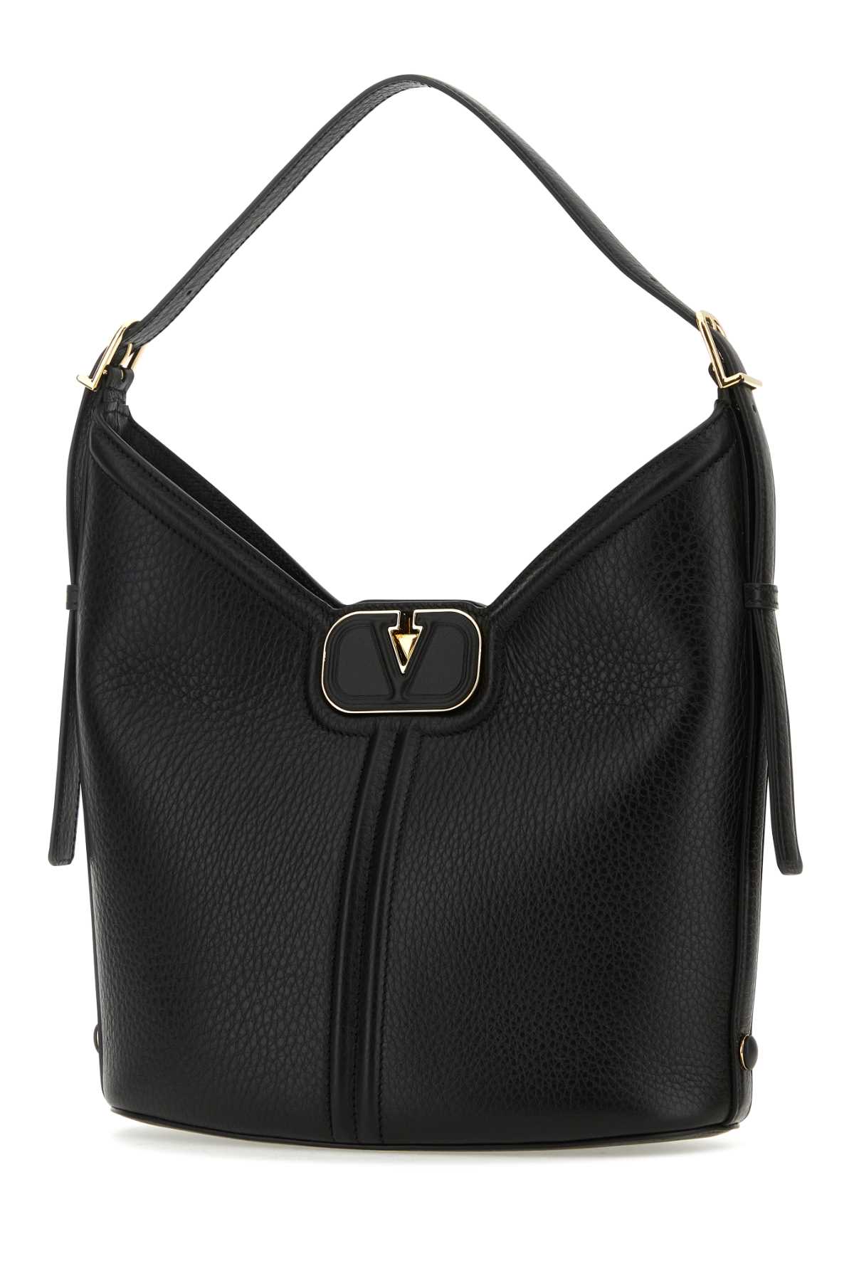 Valentino Garavani Black Leather Vlogo Handbag In Nero