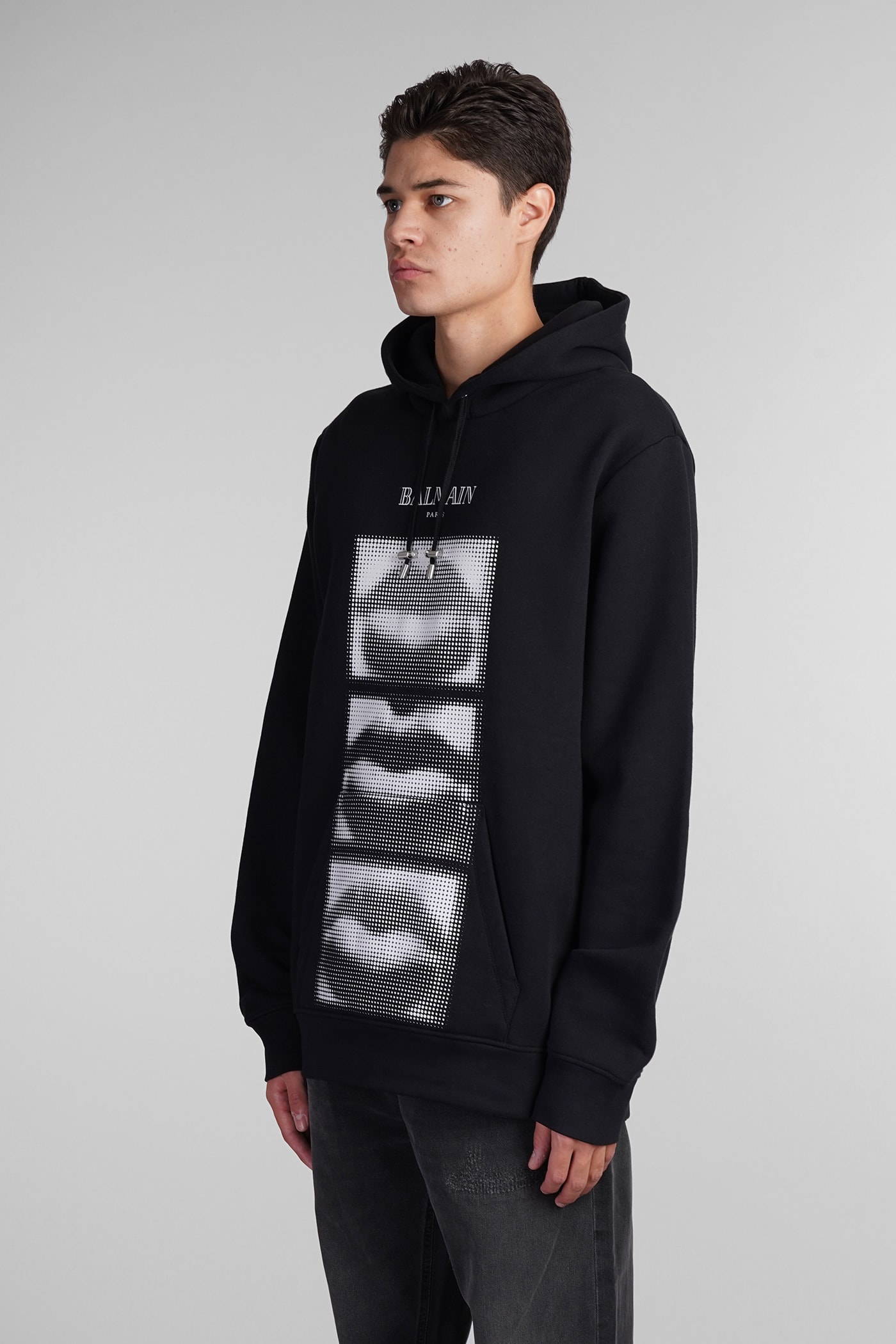 Shop Balmain Sweatshirt In Black Cotton