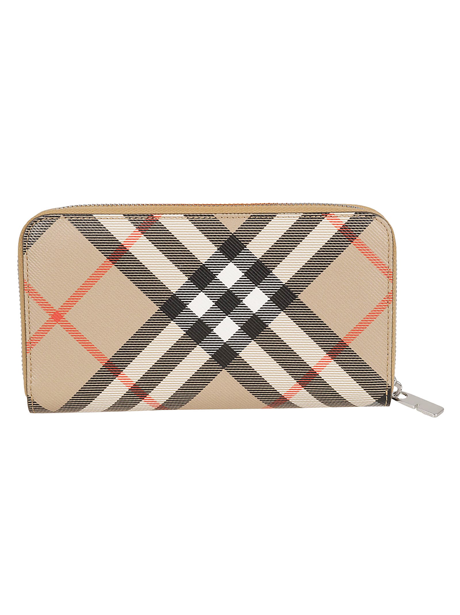 Shop Burberry Check Zip-around Wallet In Sand