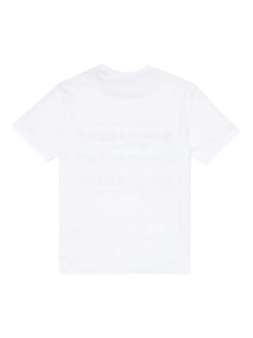 Shop Dsquared2 White T-shirt With Wave Effect Logo Print