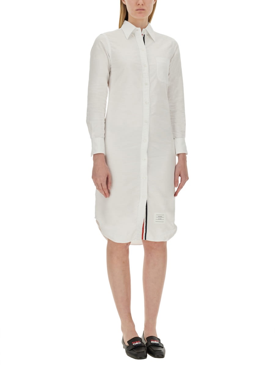 Shop Thom Browne Shirt Dress In White