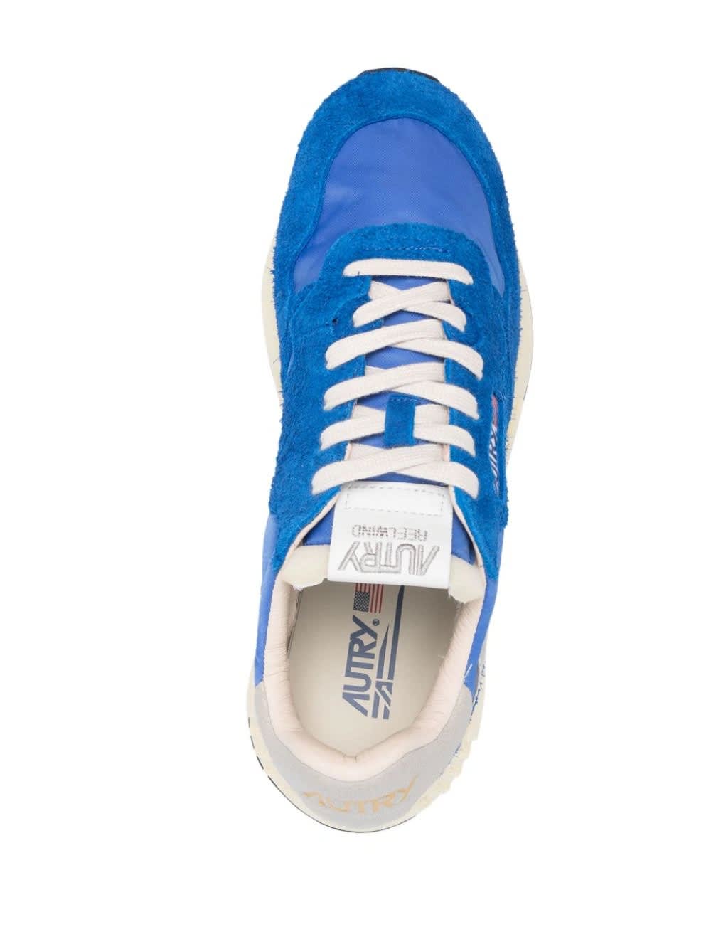 Shop Autry Reelwind Low Sneakers In Electric Blue Nylon And Suede