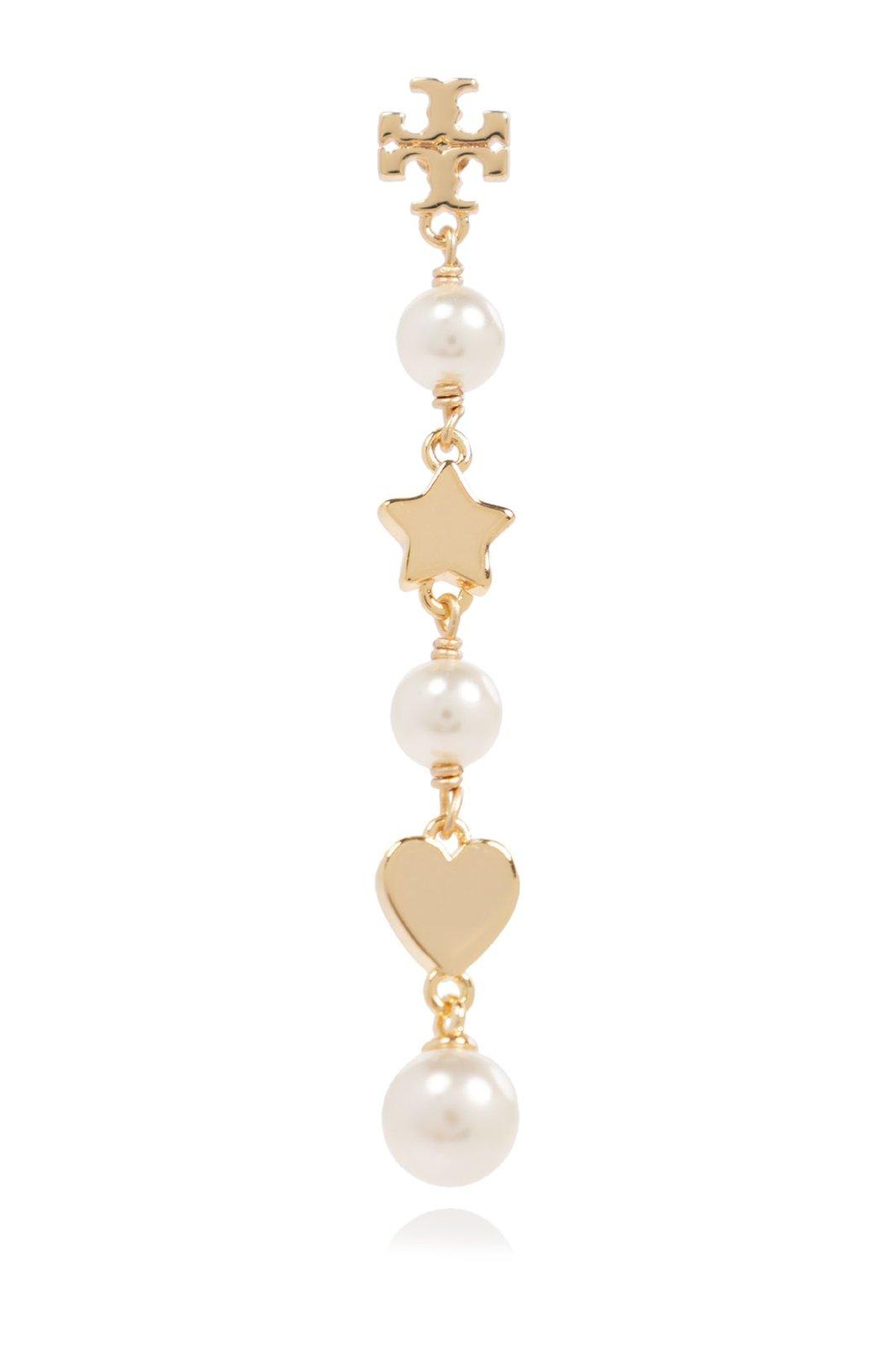 Tory Burch Kira Faux Pearl Linear Earrings In Tory Gold