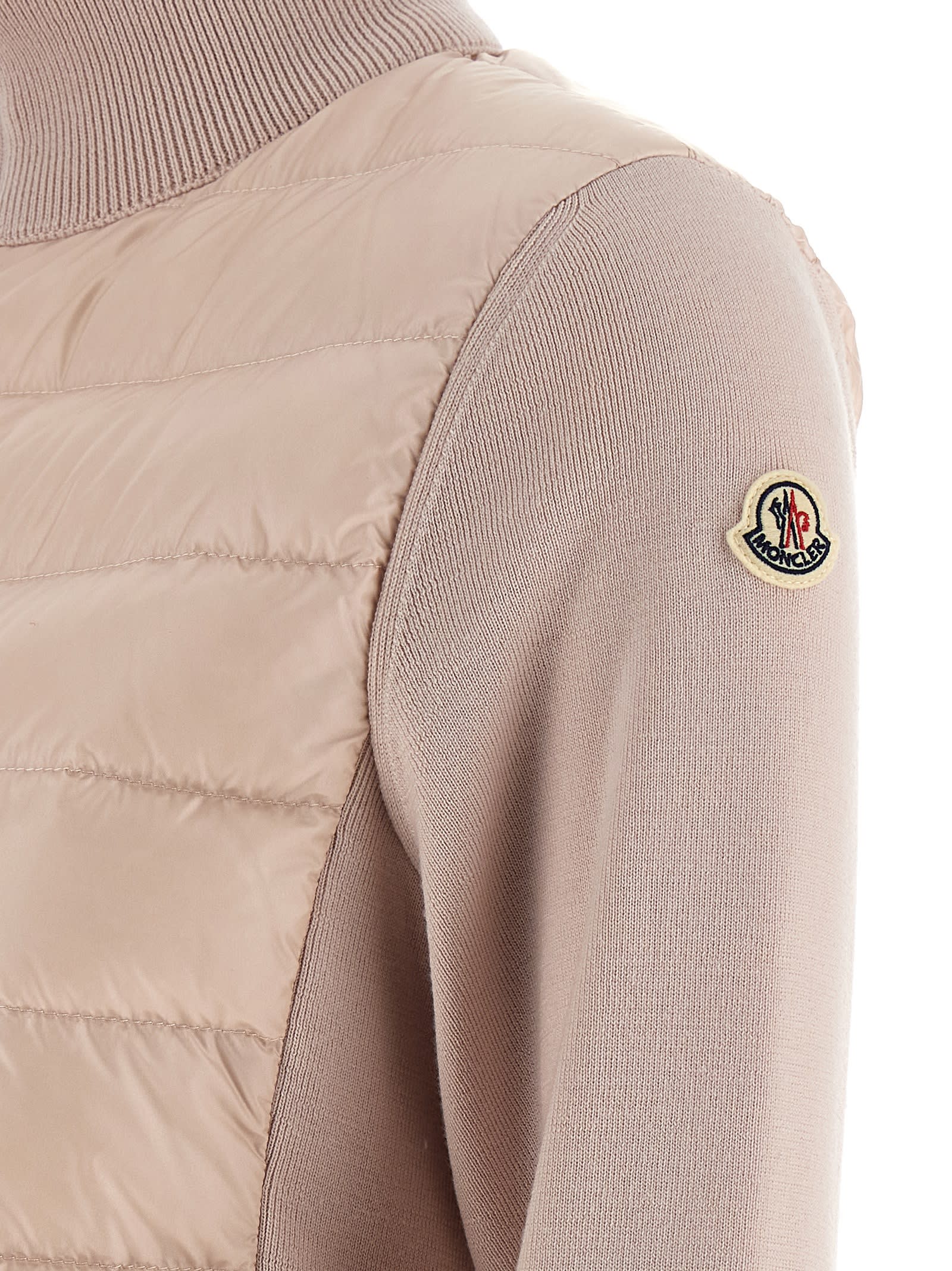 Moncler Two-material Cardigan Sweaters And Cardigans Pink In Pink