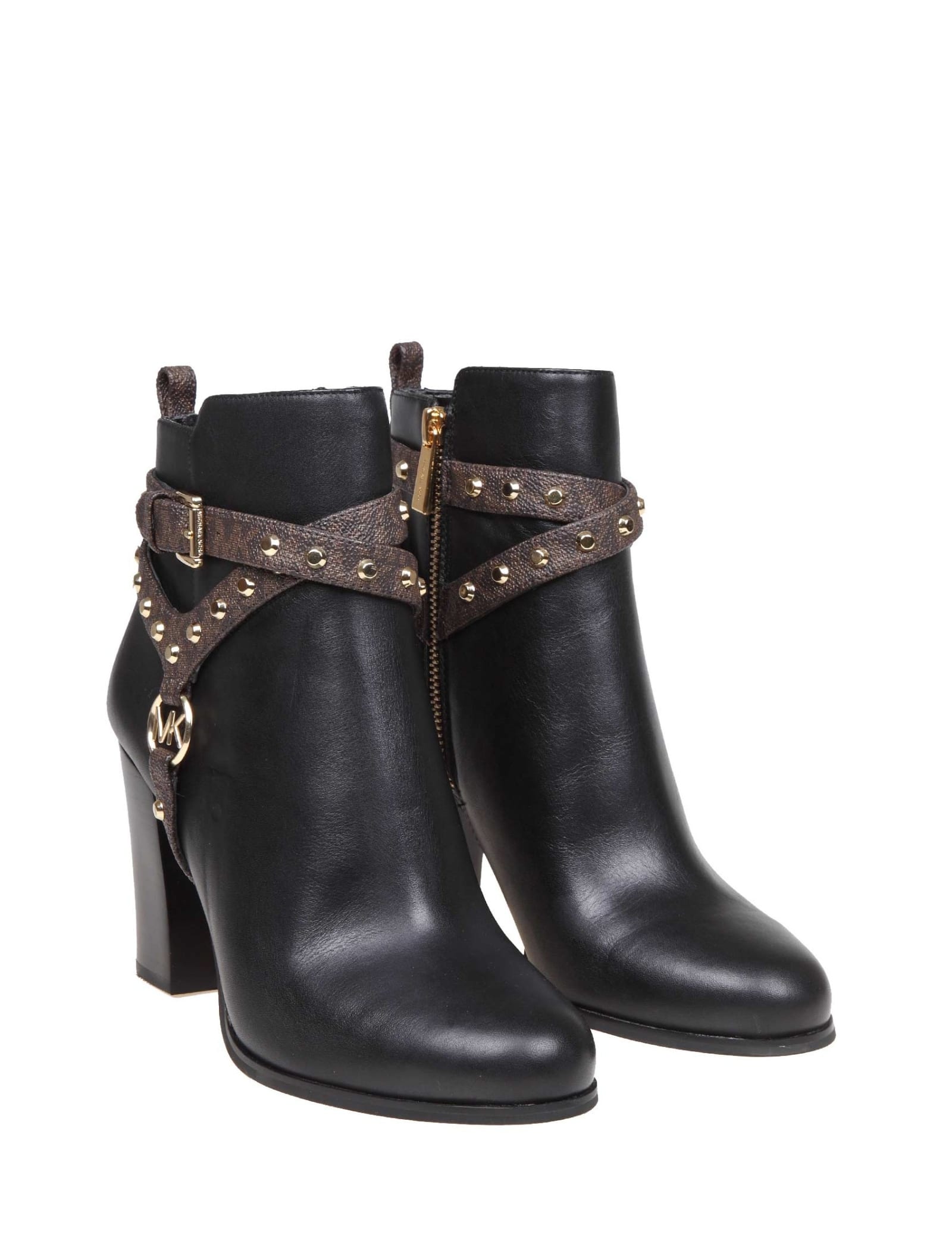 preston leather and logo ankle boot