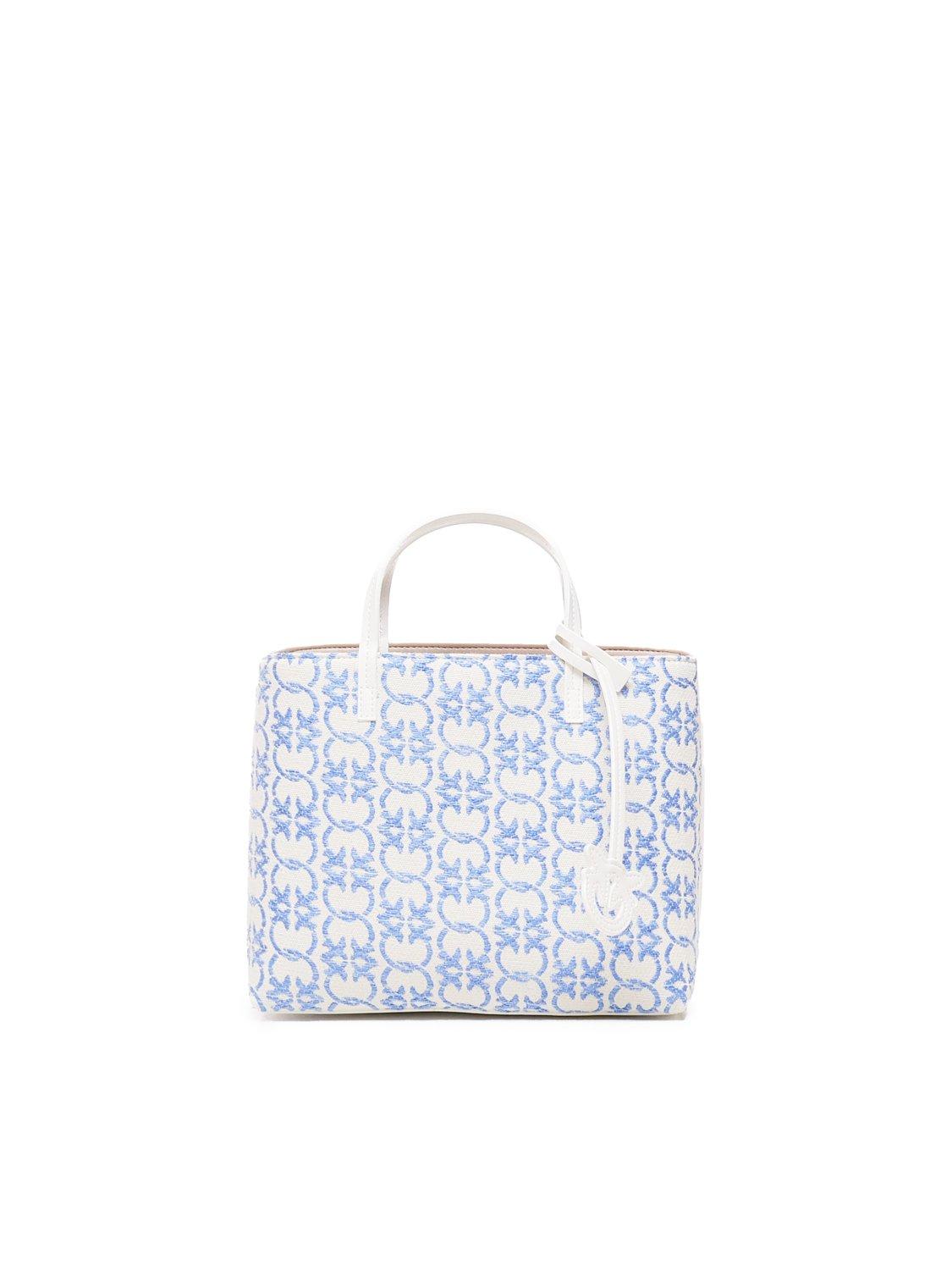 Shop Pinko Logo Monogram Tote Bag In Blu