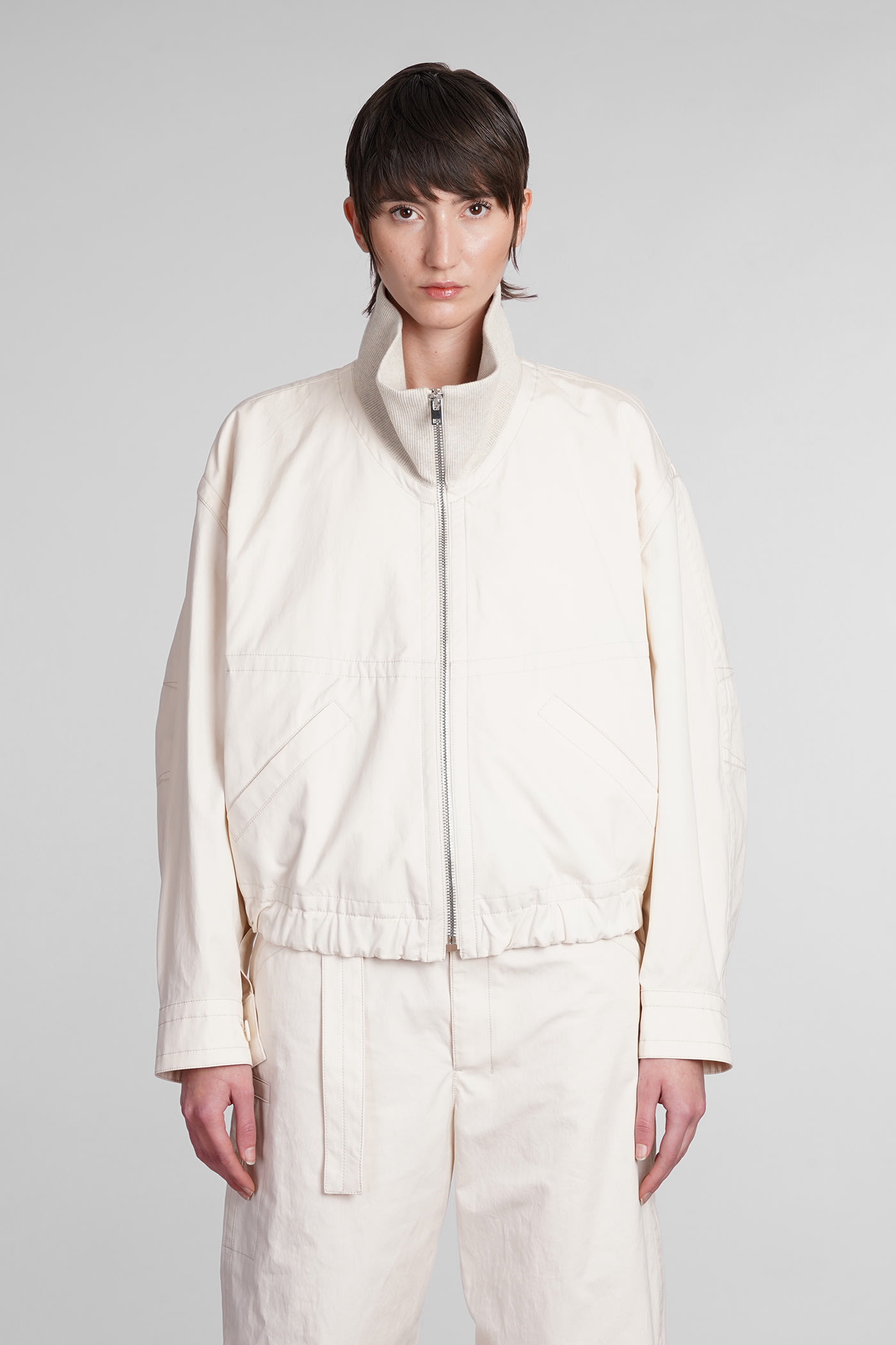 Shop Lemaire Bomber In Beige Cotton