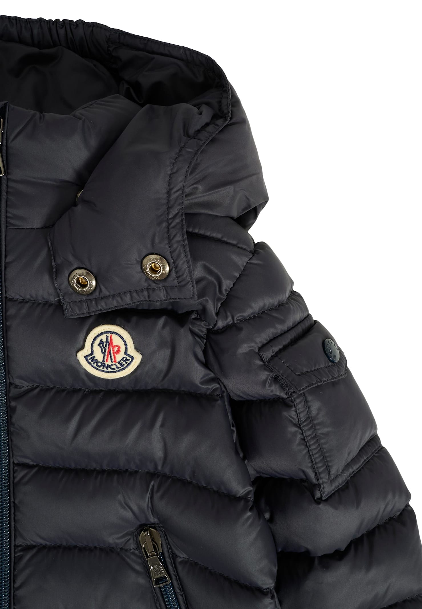 Moncler Blue Jules Down Jacket For Baby Boy With Logo In Black