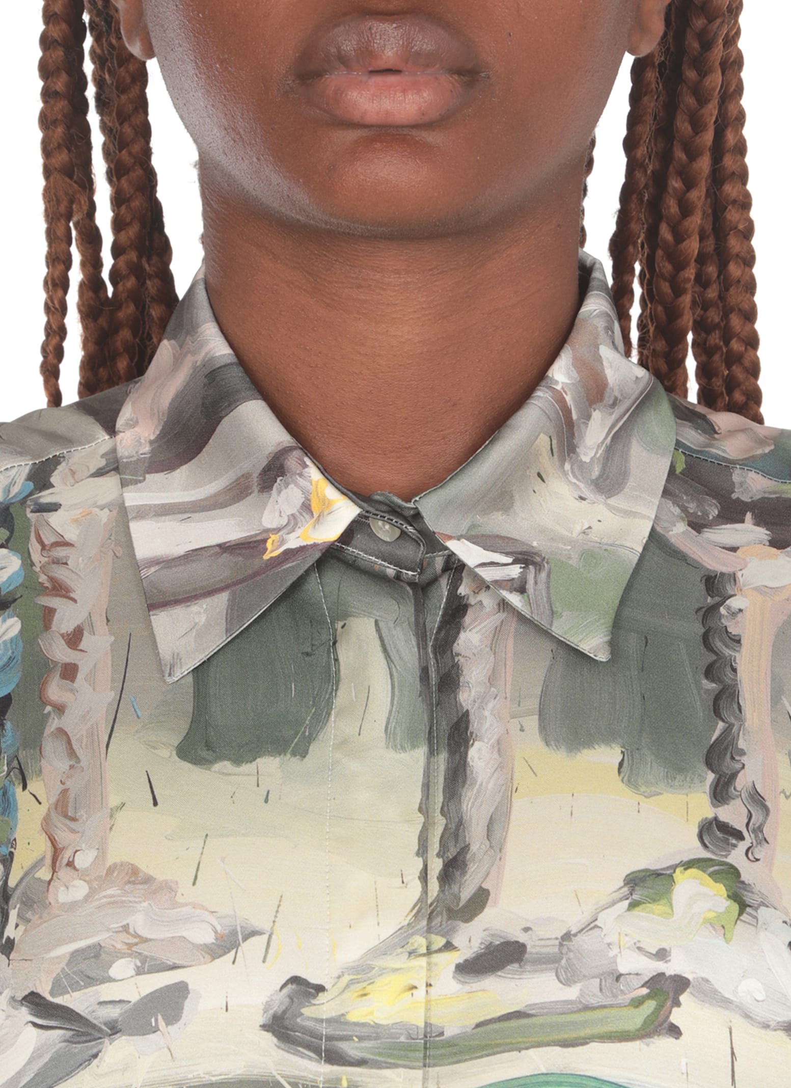 Shop Msgm Viscose Shirt X Jan De Vliegher In Green