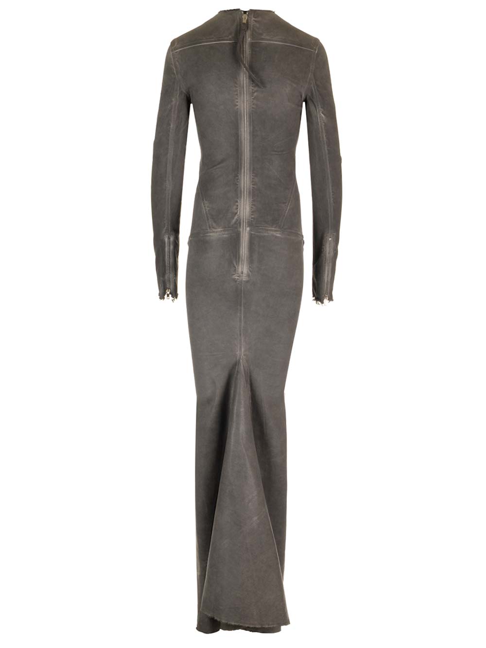 Shop Rick Owens Long Dress In Stretch Denim In Gray