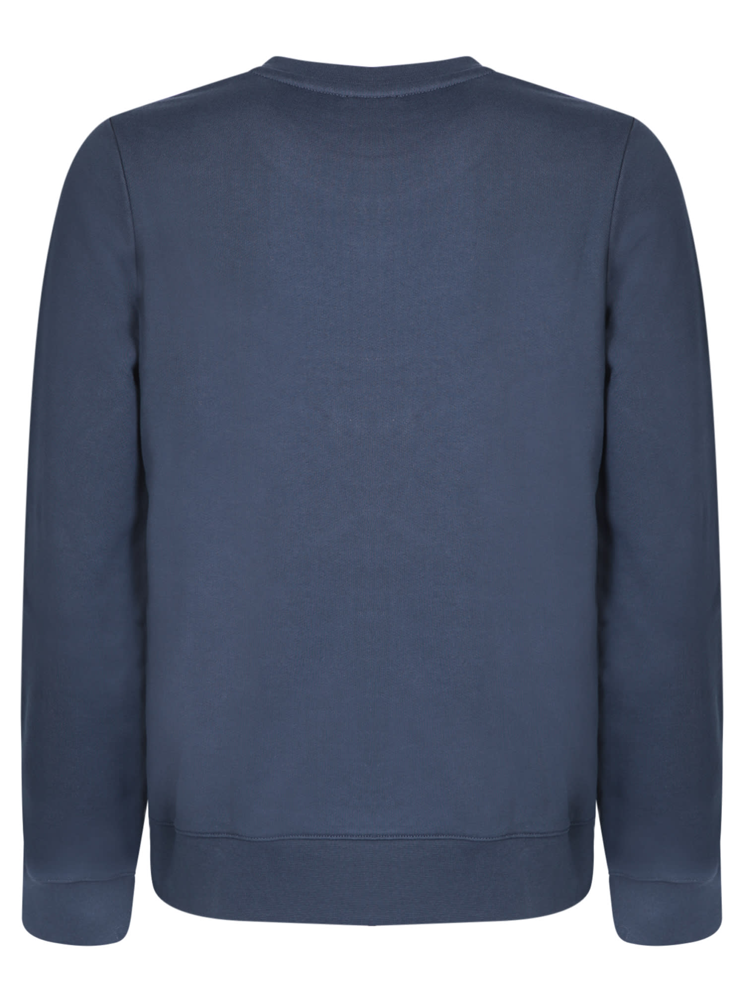 Shop Apc Round Neck Sweatshirt With Printed Logo Blue