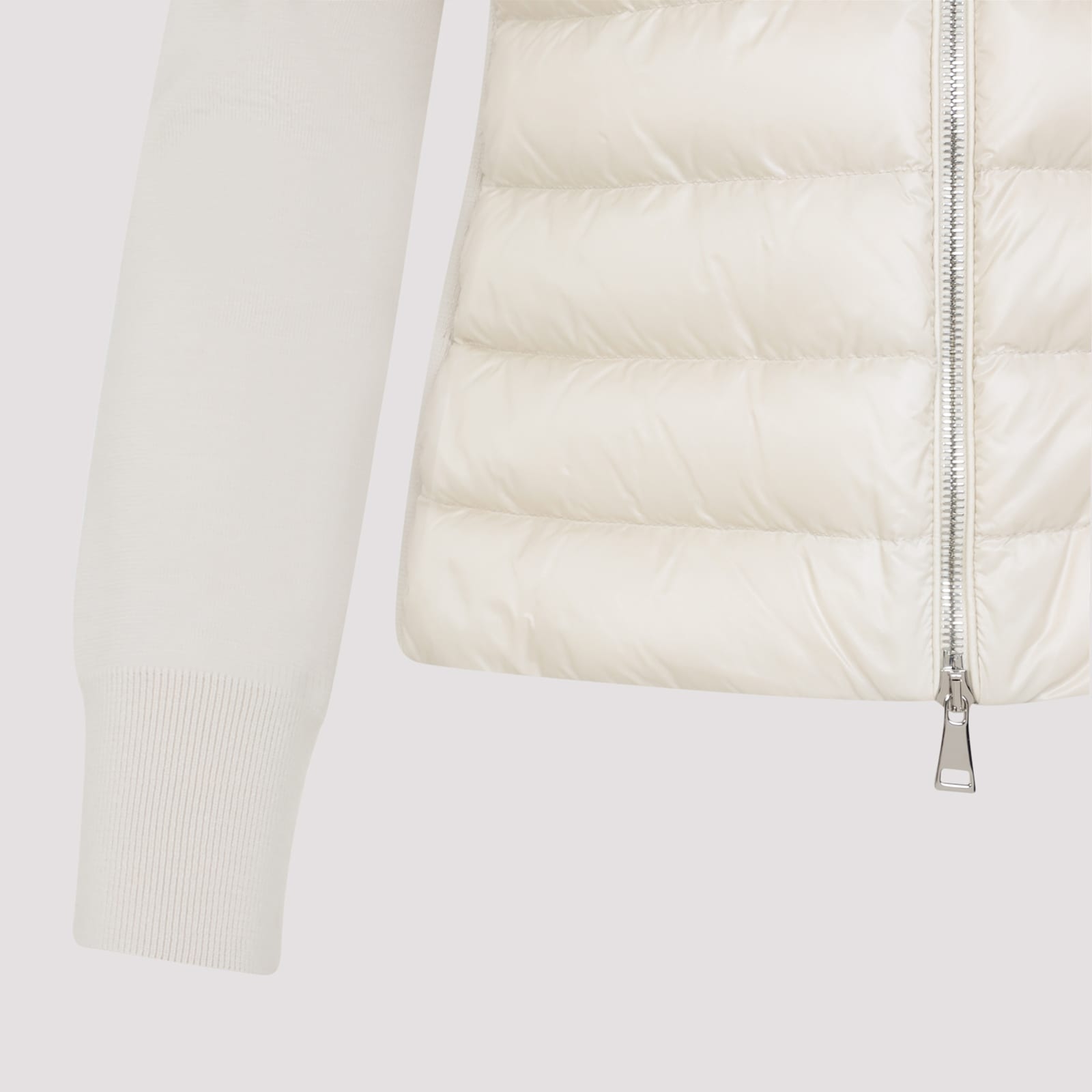 Moncler Quilted Tech Fabric Cardigan Pockets In Neutral