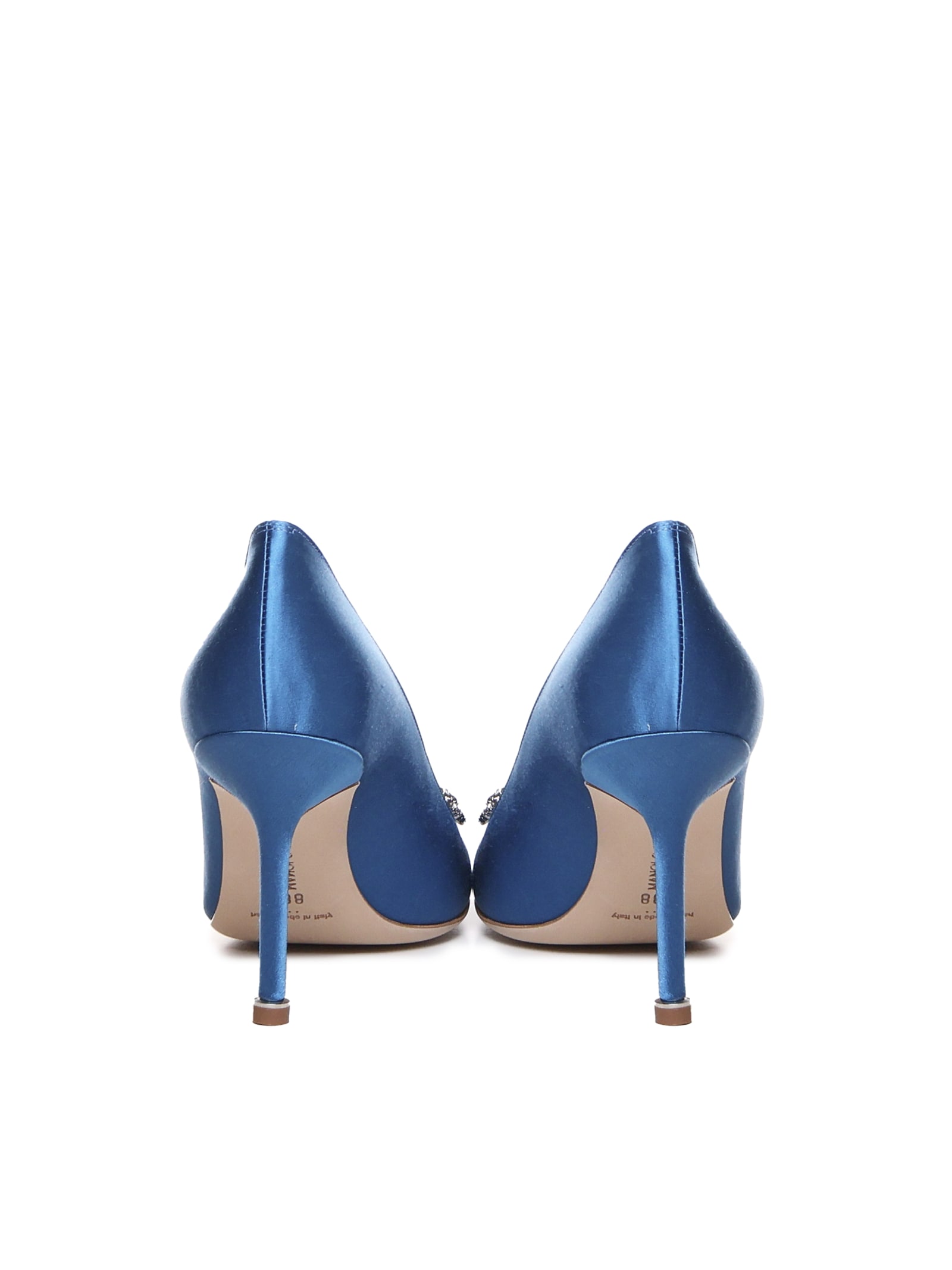 Shop Manolo Blahnik Hangisi Décolleté With Satin Jewel Buckle In Blue