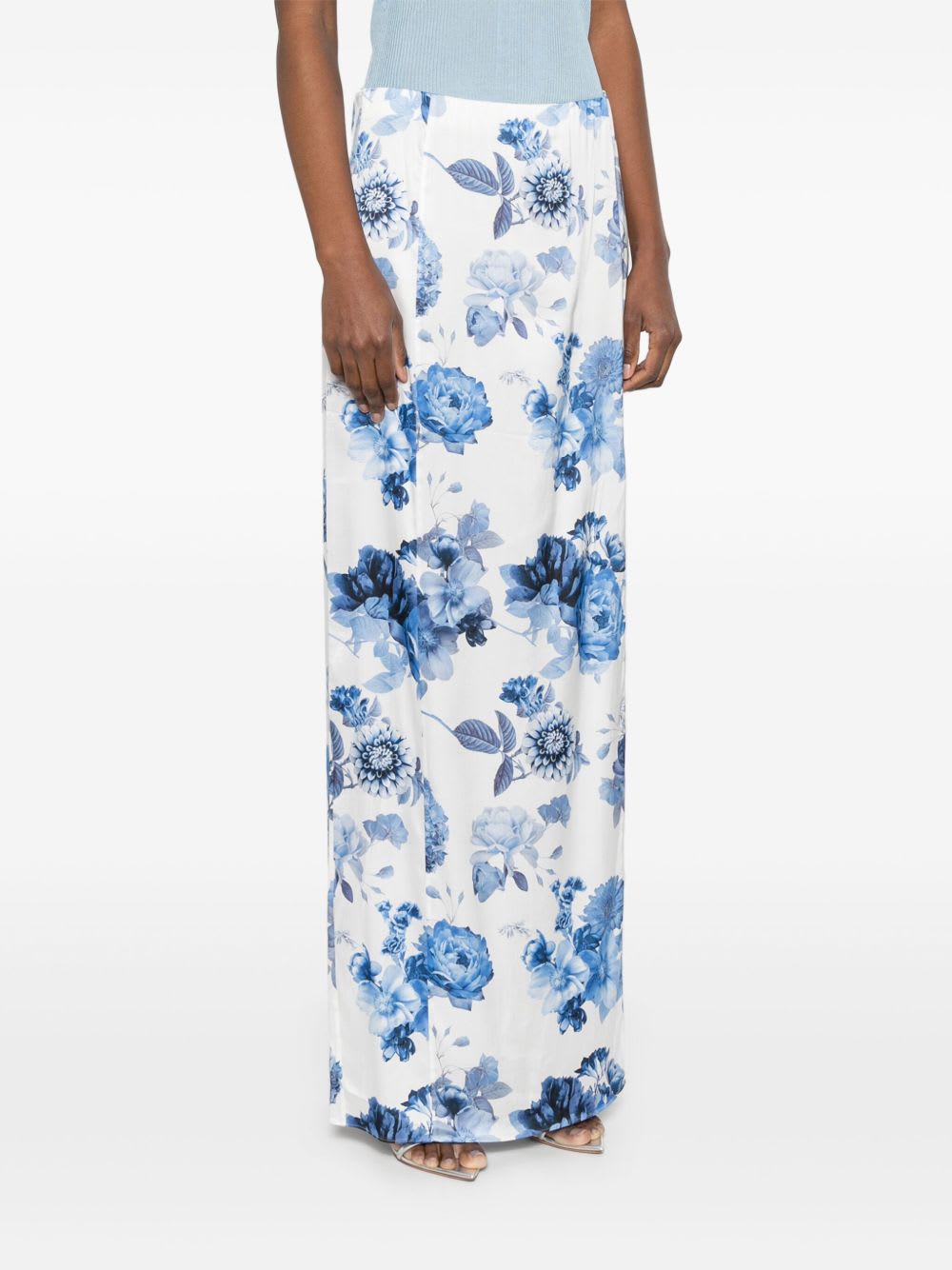 Alice And Olivia Alice + Olivia Stephine Printed Long Skirt In Blue