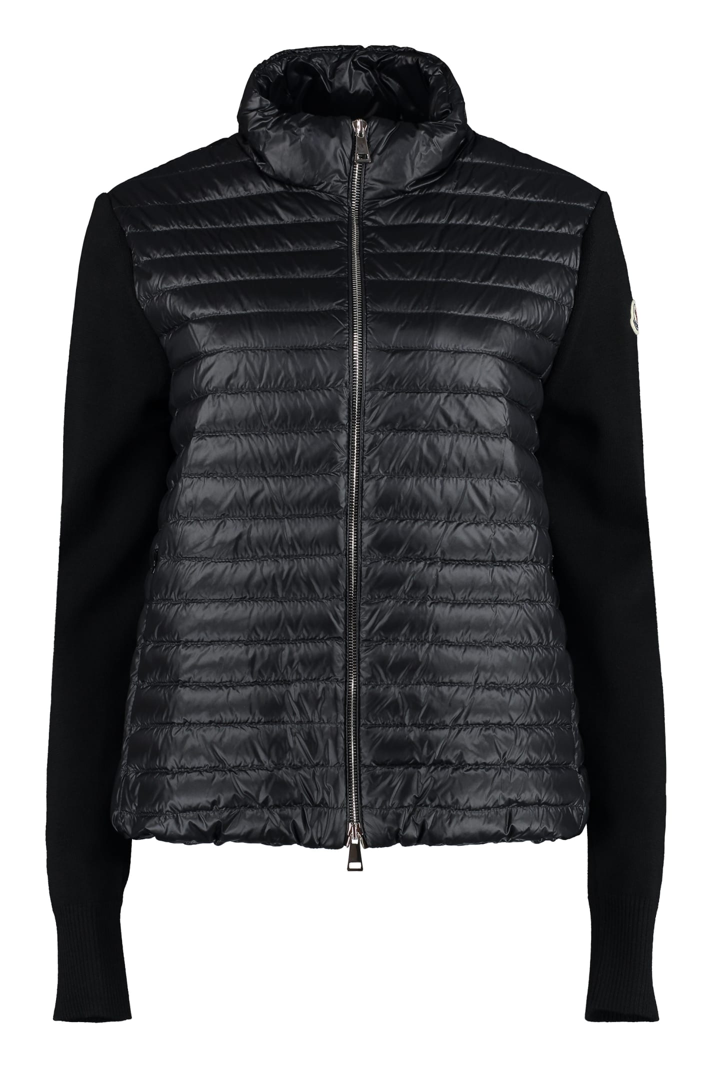 Moncler Contrasting-sleeve Padded Jacket In Black