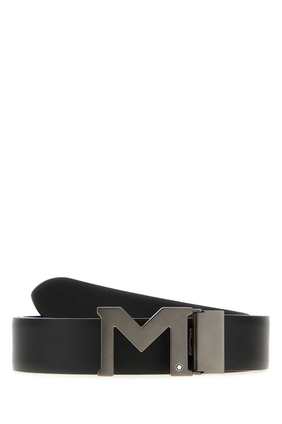Black Leather Reversible Belt