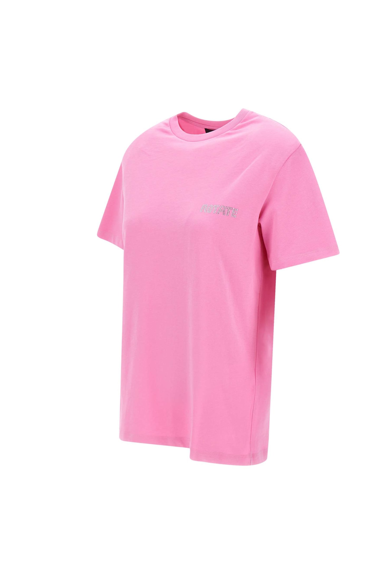 Shop Rotate Birger Christensen Aja Cotton T-shirt In Begonia Pink