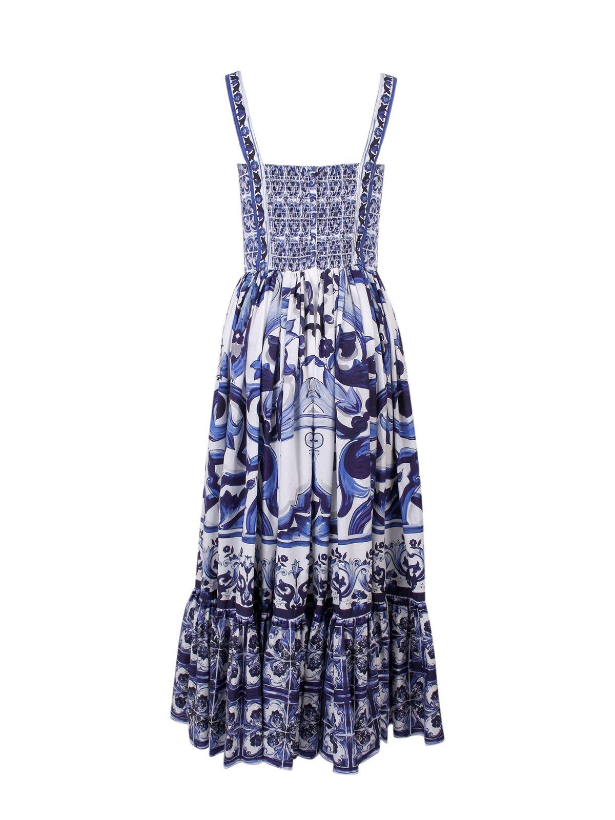 Shop Dolce & Gabbana Majolica-print Bustier Dress In Blu