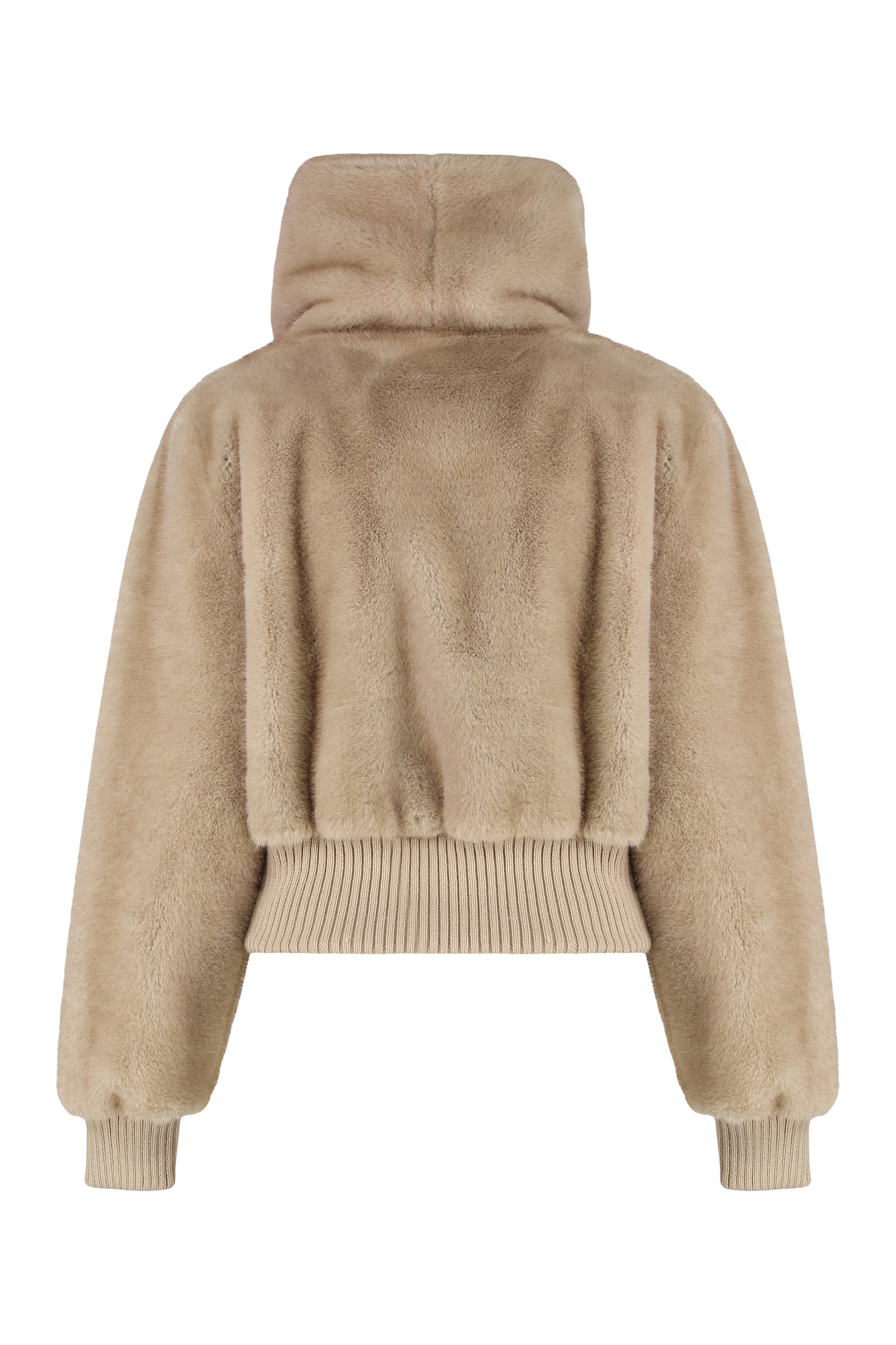 Pinko Bomber In Eco-fur In Neutral