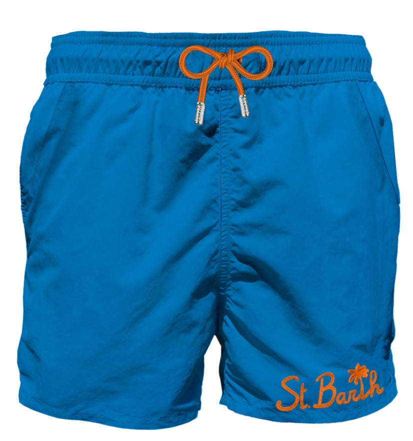 Shop Mc2 Saint Barth Bluette Man Swim Shorts With Pocket