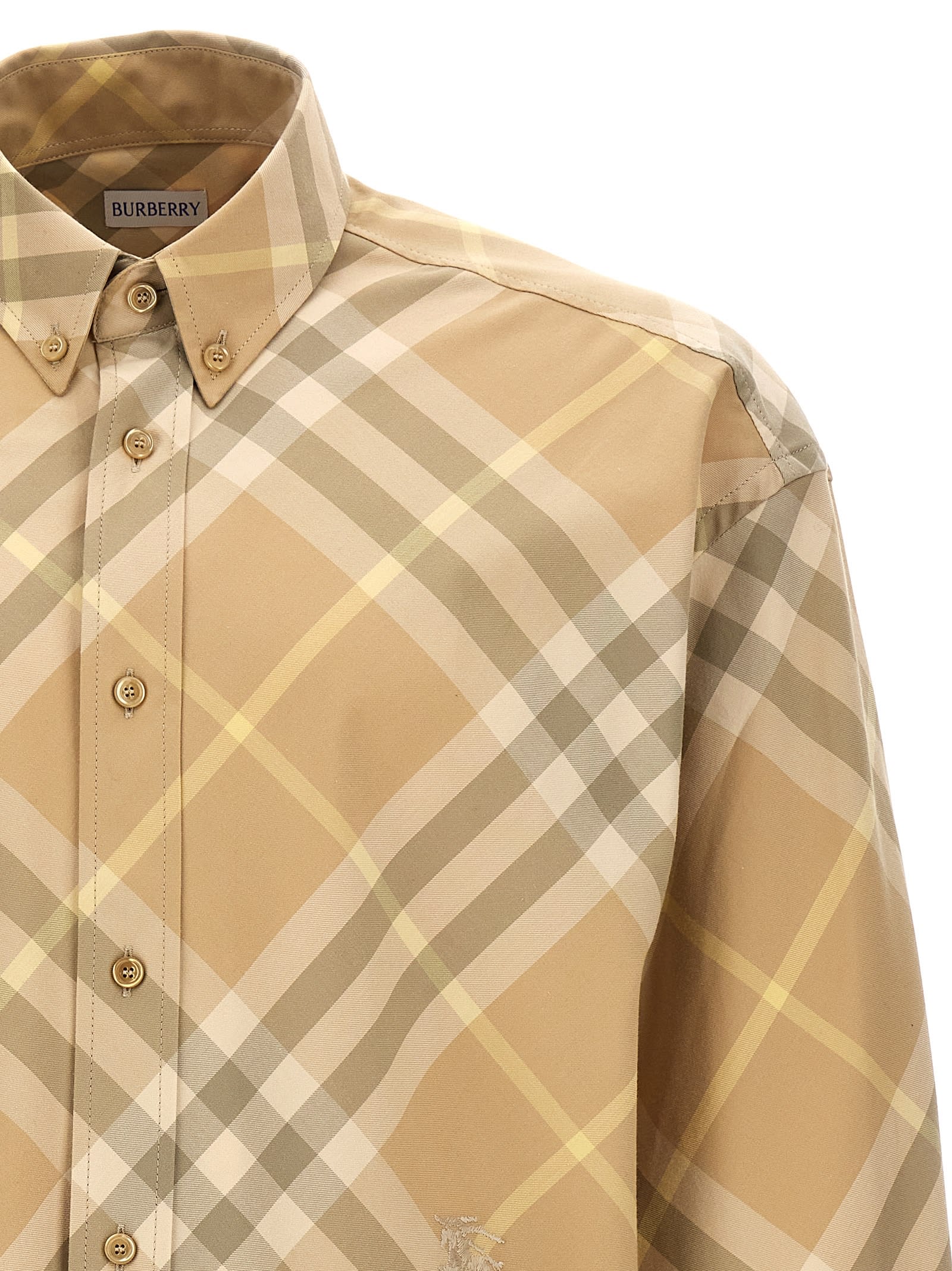 Shop Burberry Check Shirt In Beige