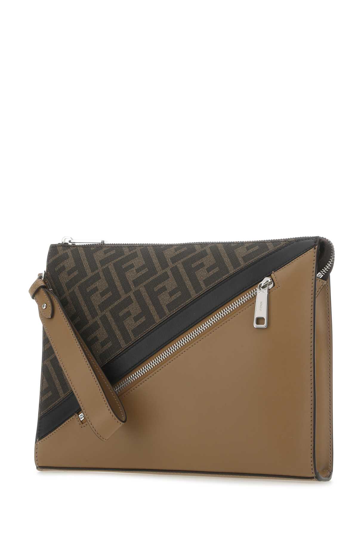 Shop Fendi Multicolor Fabric And Leather Clutch In Tabmrsandnerop