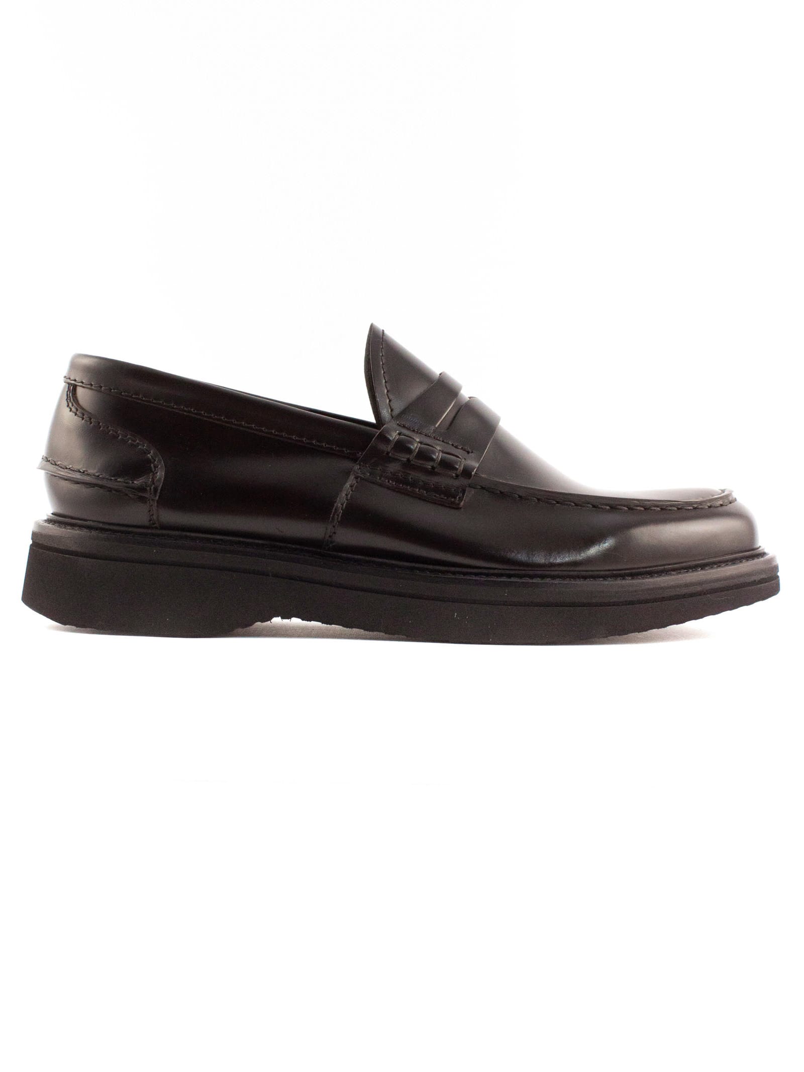 Shop Green George Dark Brown Shiny Leather Loafer