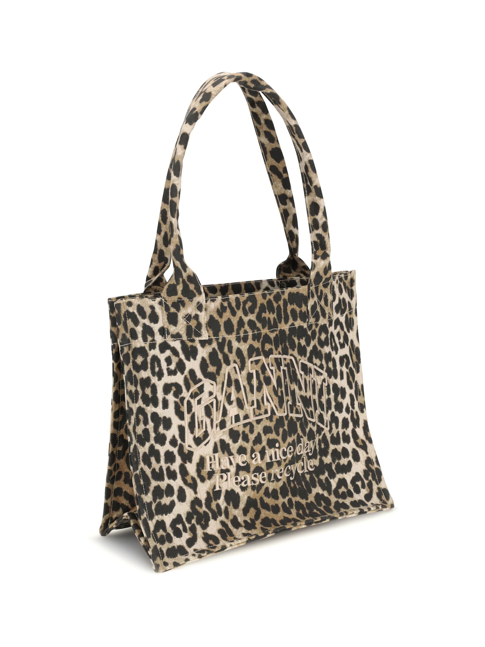 Ganni Leopard Print Tote Bag