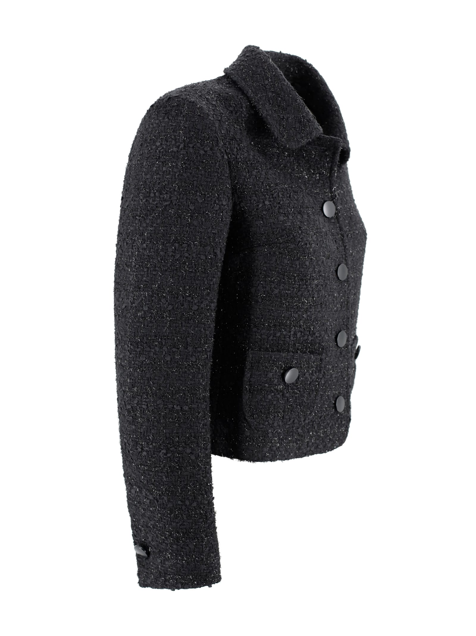 Tagliatore Crop Jacket In Tweed In Black