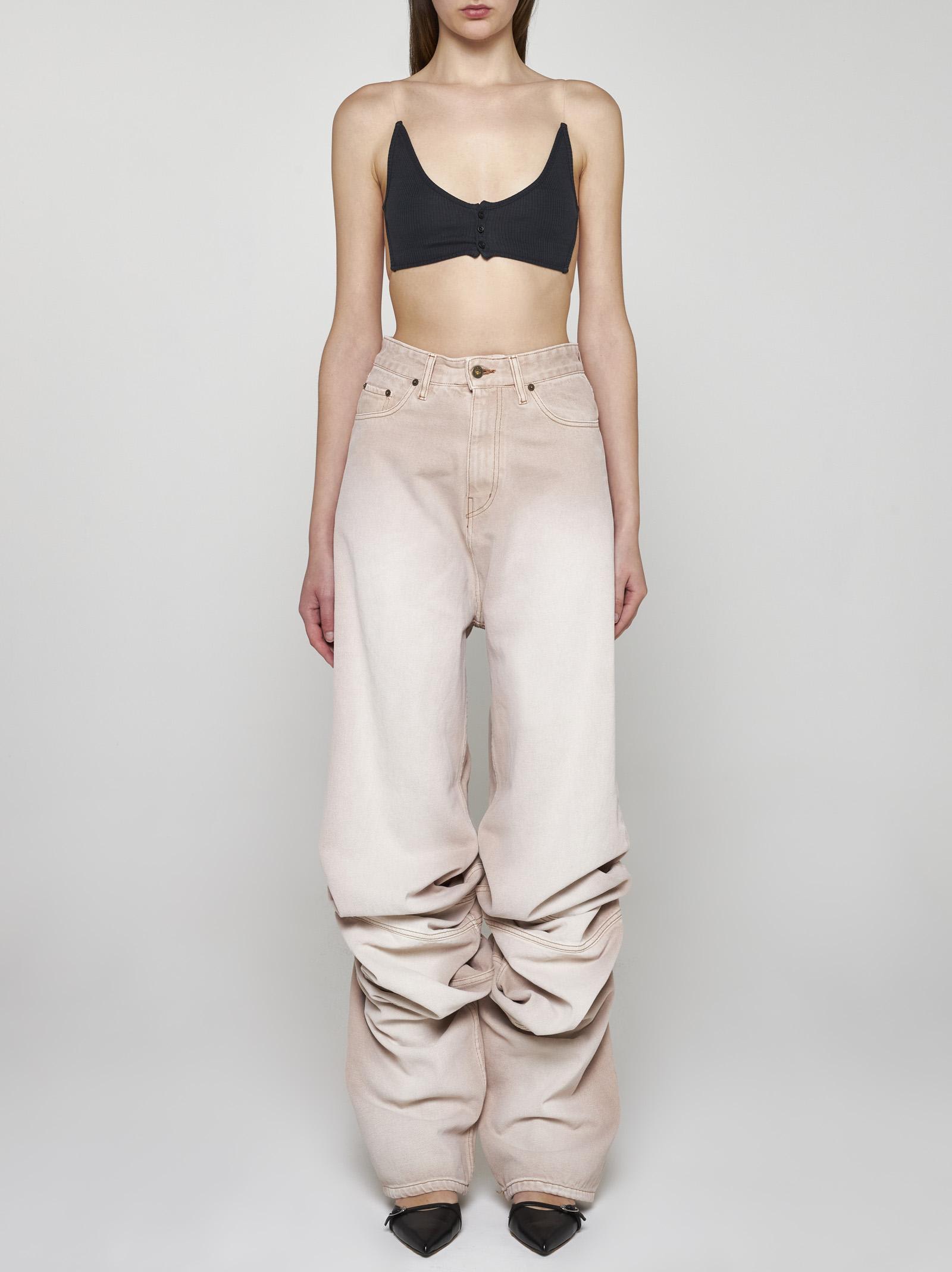 Shop Y/project Draped Cuff Jeans In Pink