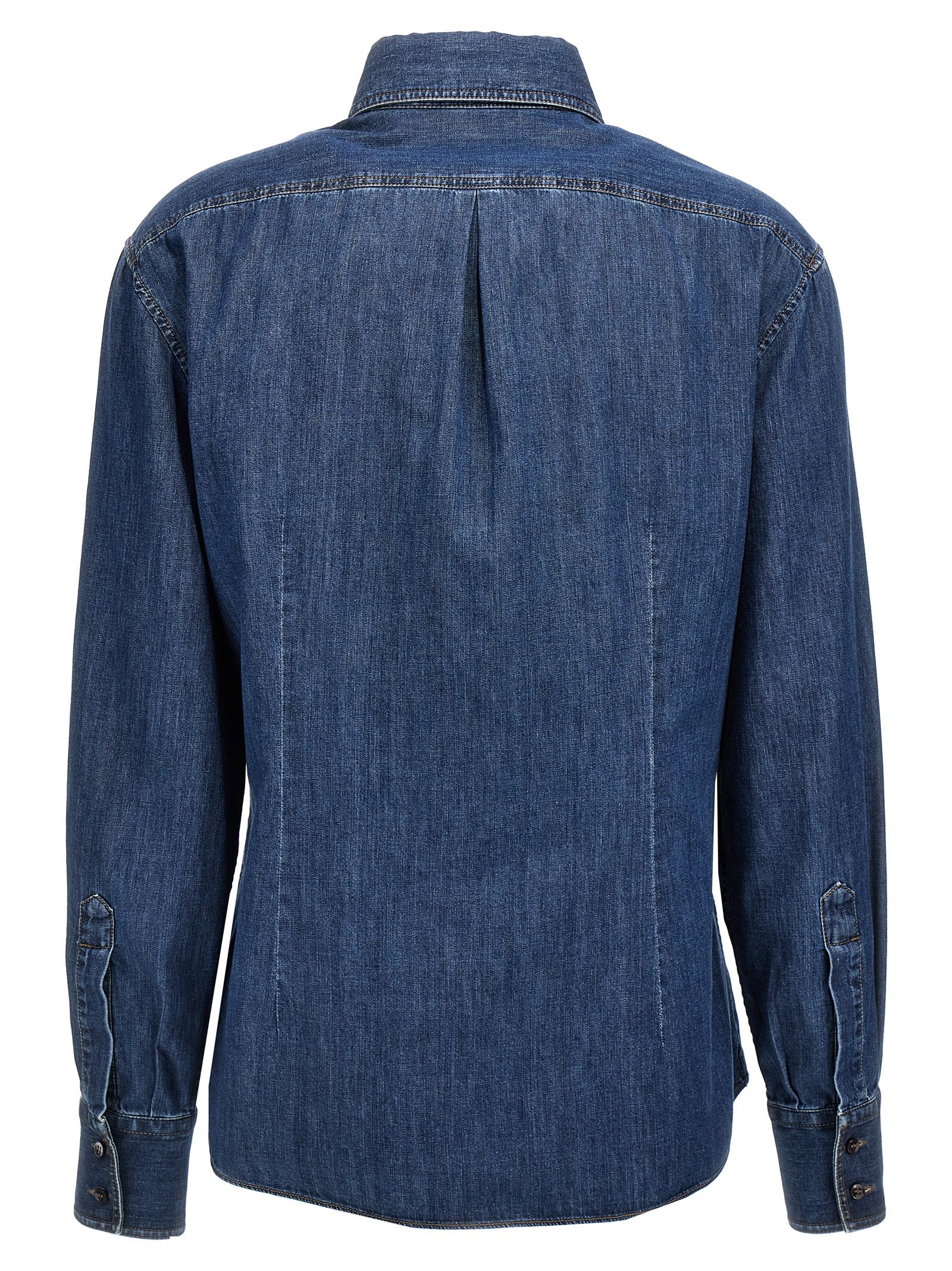 Shop Brunello Cucinelli Shiny Tab Shirt In Blue