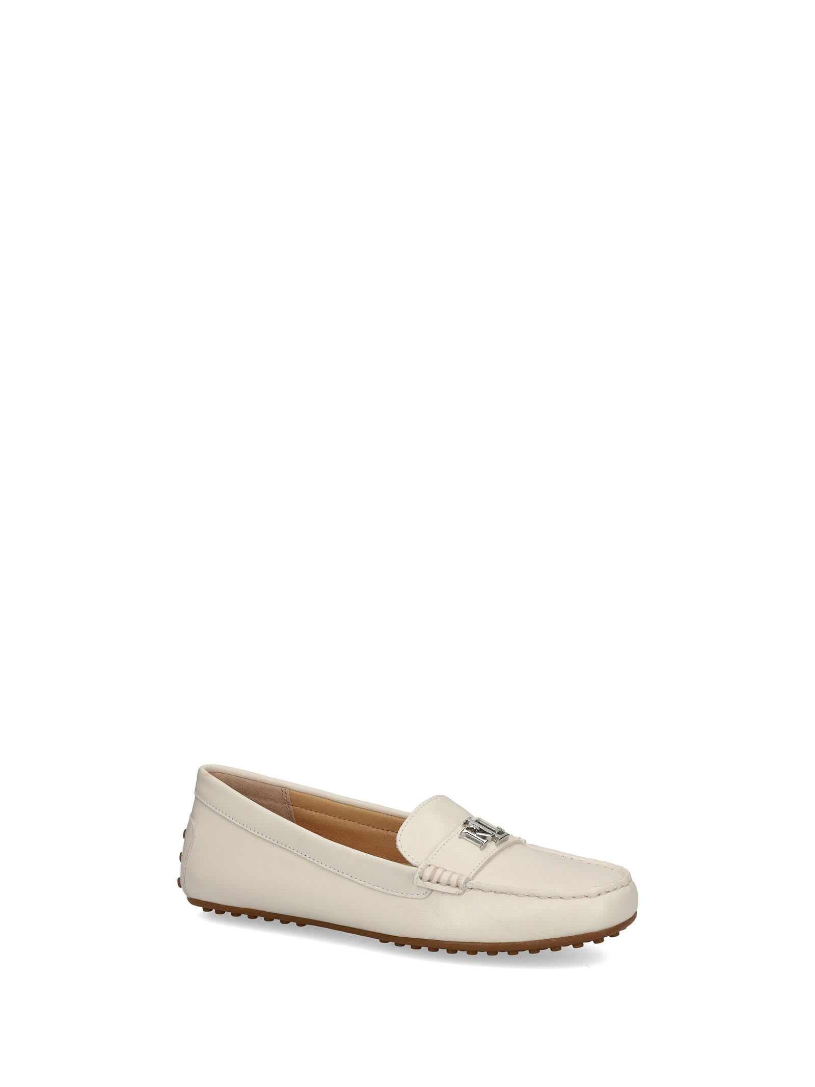 Shop Ralph Lauren Moccasin In Soft White Leather