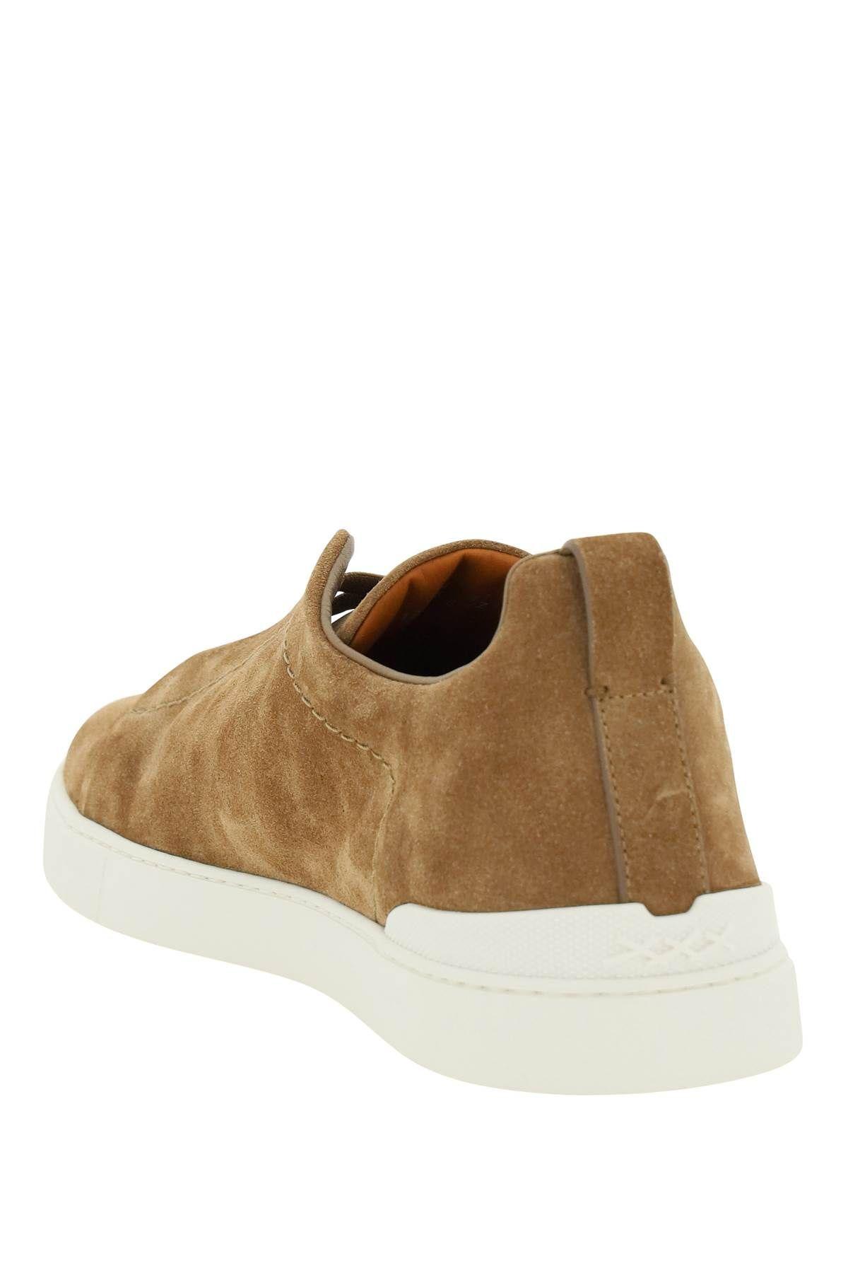 Shop Zegna Triple Stitch Slip-on Sneakers In Beige